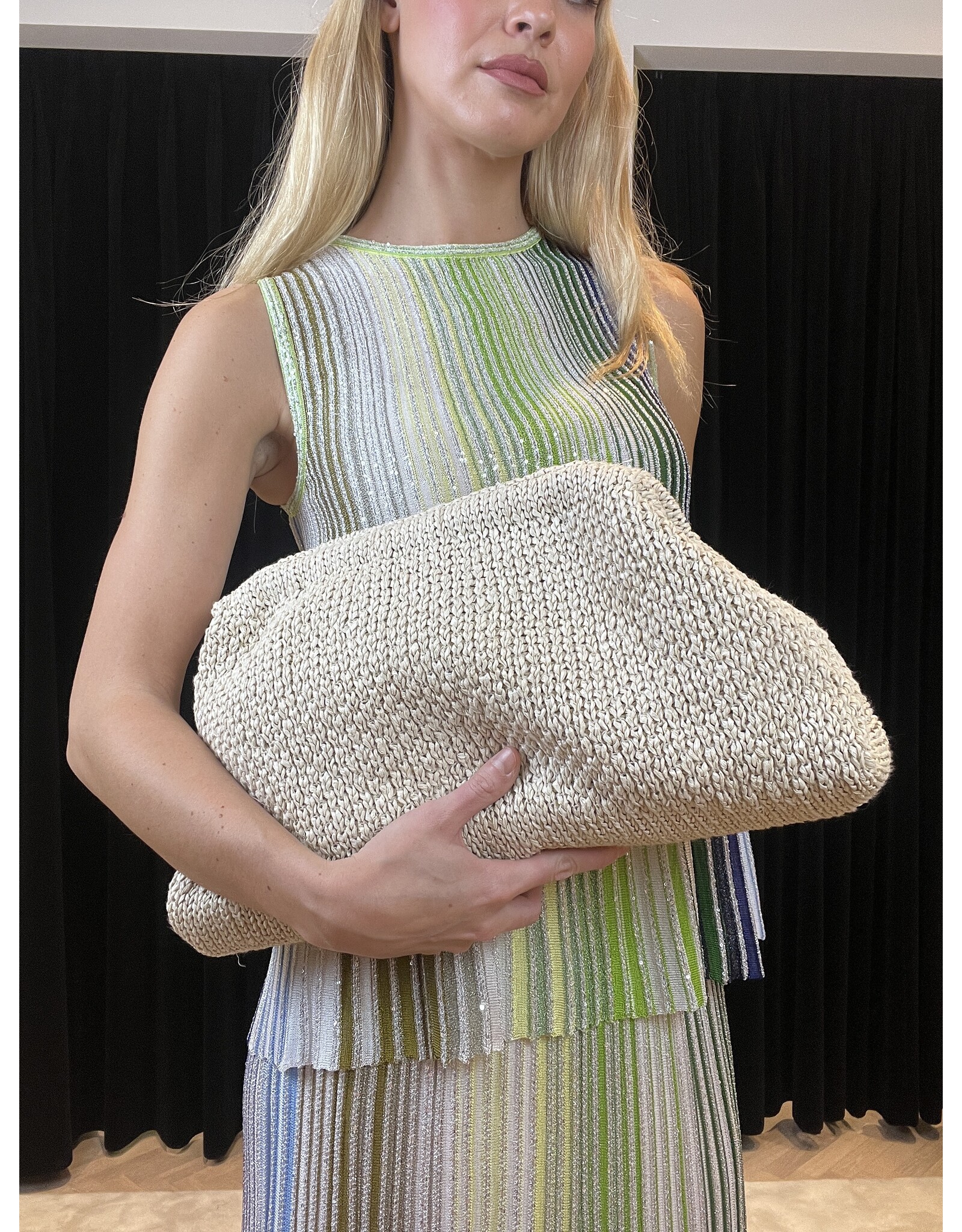 Natan Grote clutch Natan Lady raffia