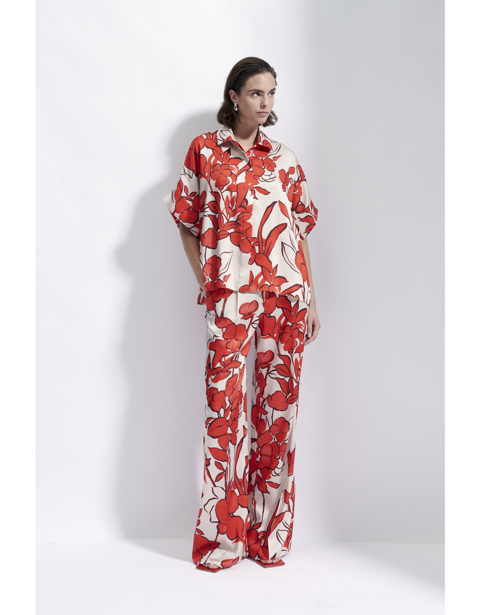 Natan Wijde broek Natan Carla print corail
