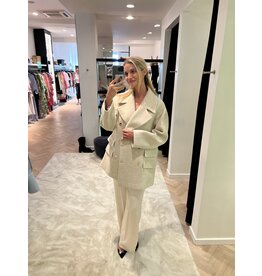 Elisabetta Franchi Korte mantel E Franchi écru caban-look