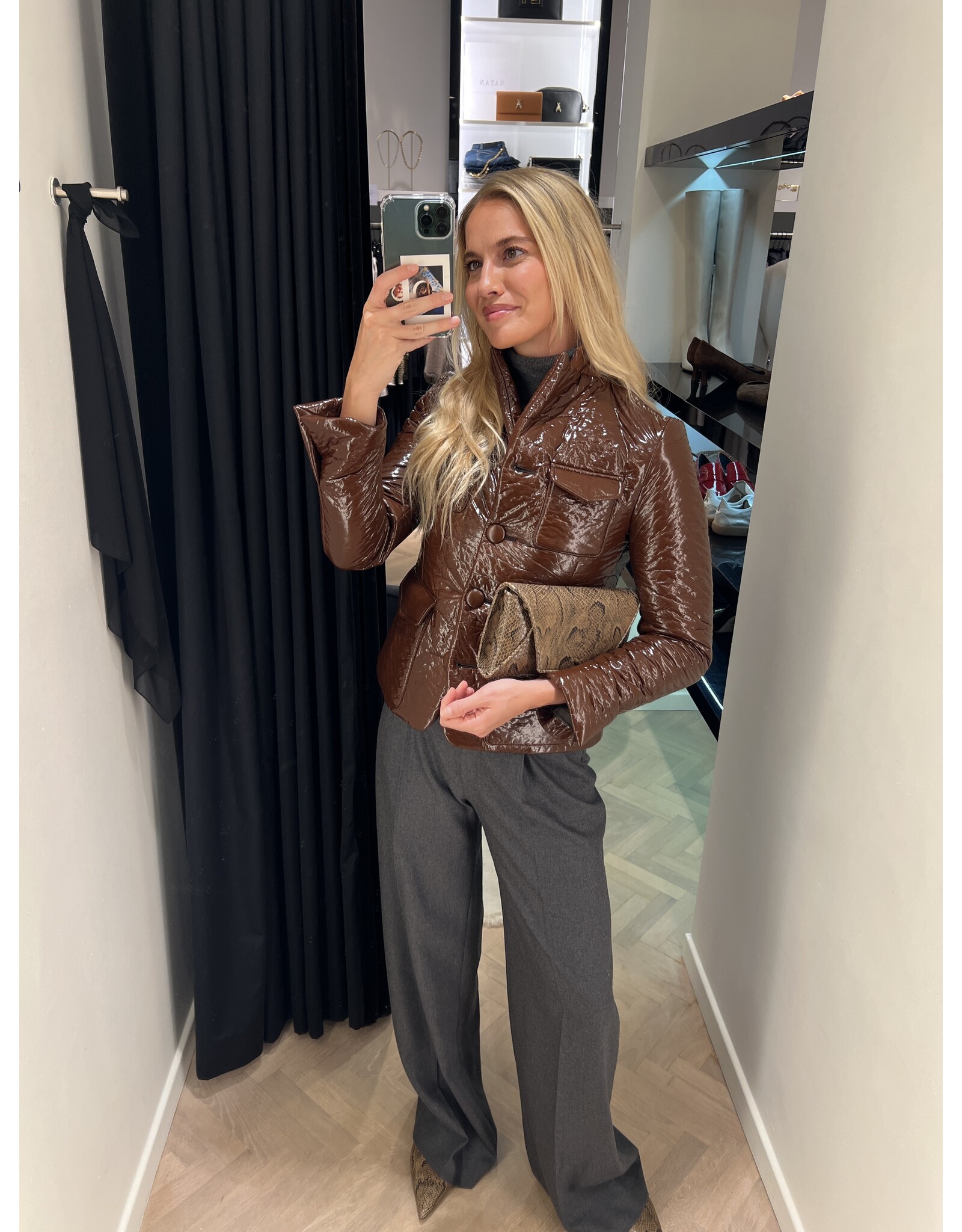 Natan Vest Natan Darrel vinyl matelassé marron