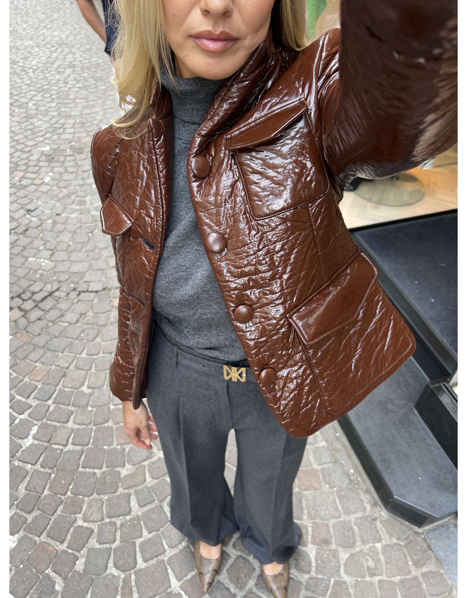 Natan Vest Natan Darrel vinyl matelassé marron