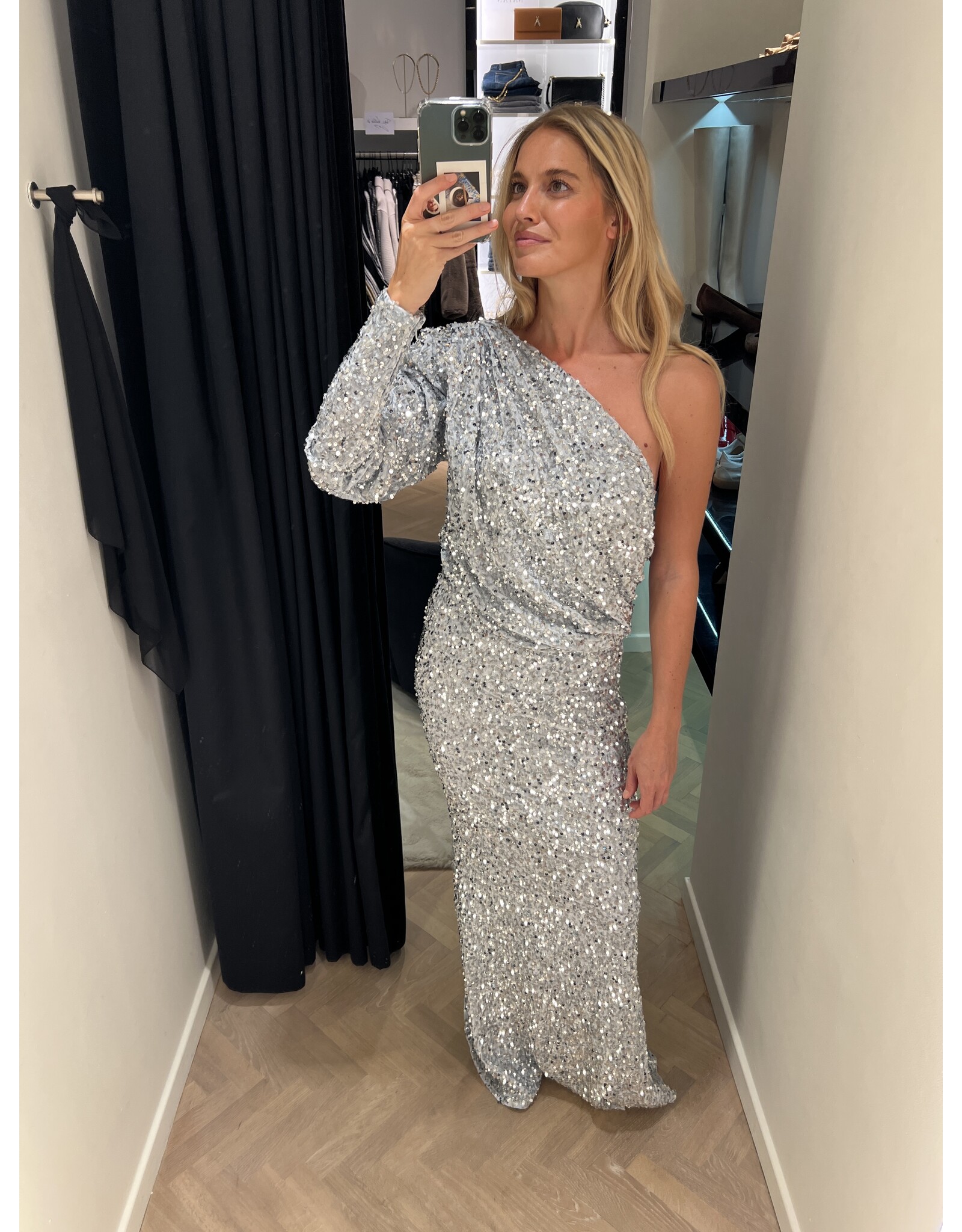 Elisabetta Franchi Partydress E Franchi ijsblauw/zilver pailletten