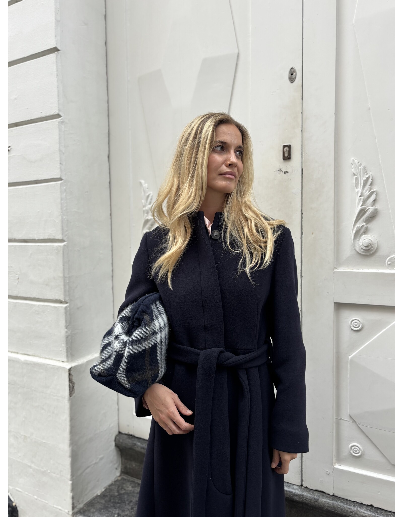 Natan Mantel Natan dblauw wol + riem