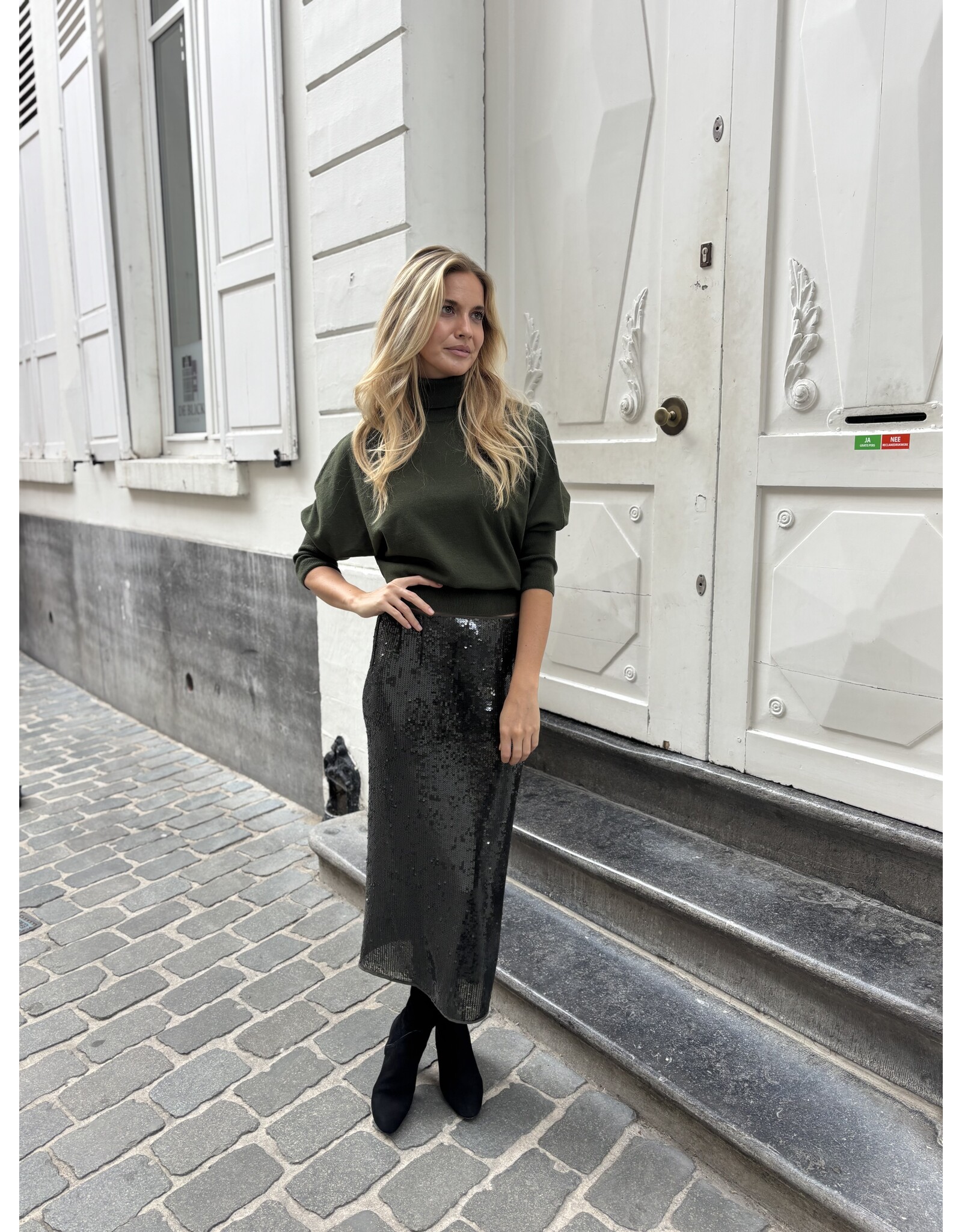 Natan Halflange rok Natan Drain pailletten groen