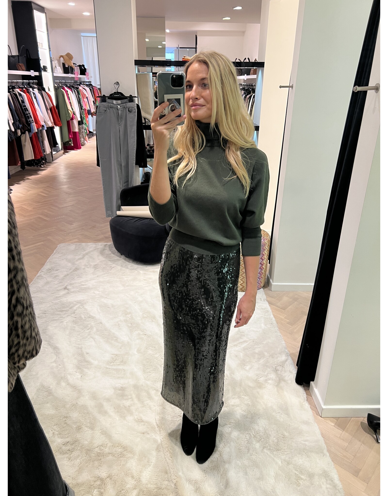 Natan Halflange rok Natan Drain pailletten groen