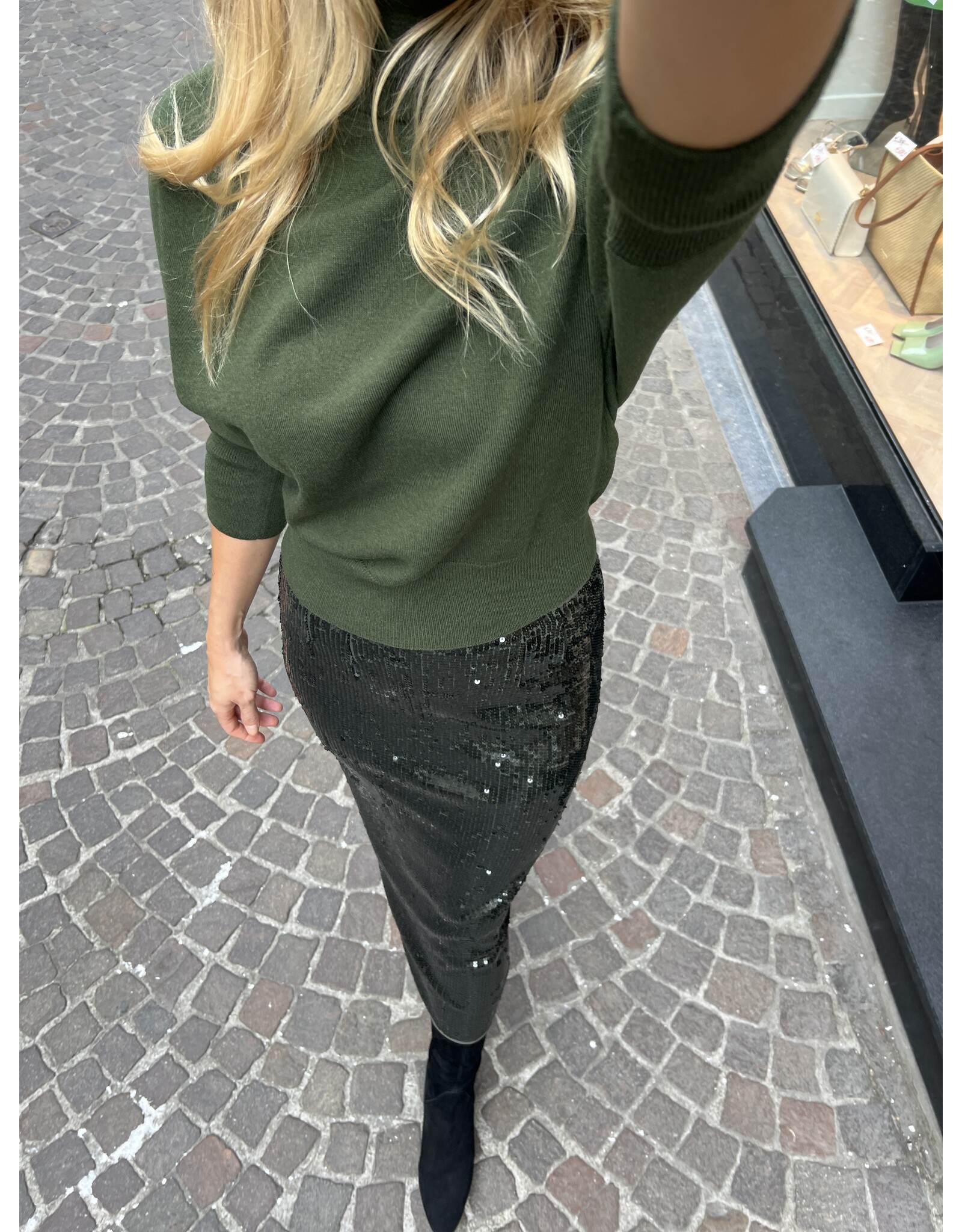 Natan Halflange rok Natan Drain pailletten groen