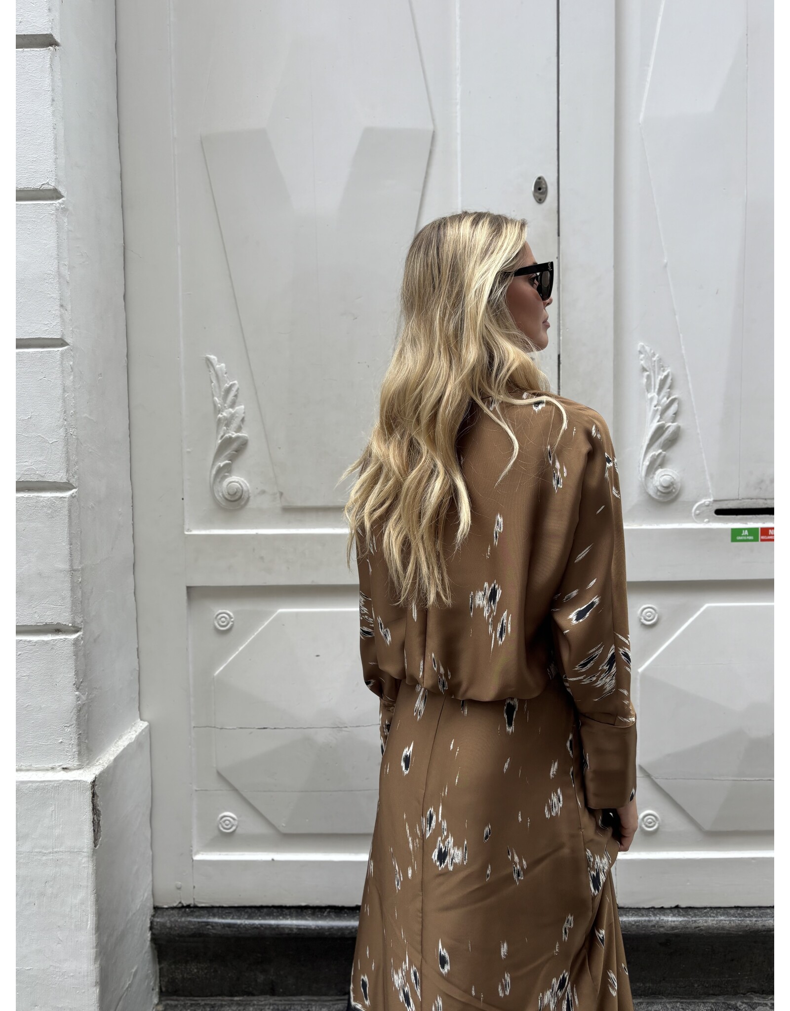 Natan Lang kleed Natan Delica print camel