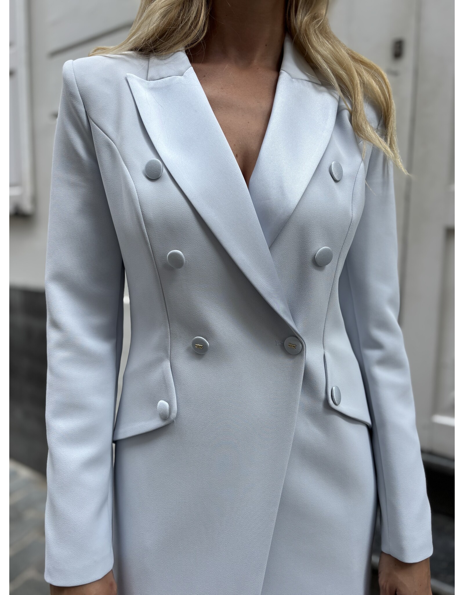 Elisabetta Franchi Smokingdress E Franchi ijsblauw