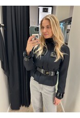 Elisabetta Franchi Jacket with belt E Franchi zwart + vinyl