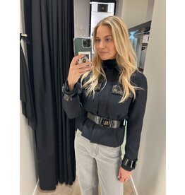 Elisabetta Franchi Jacket with belt E Franchi zwart + vinyl