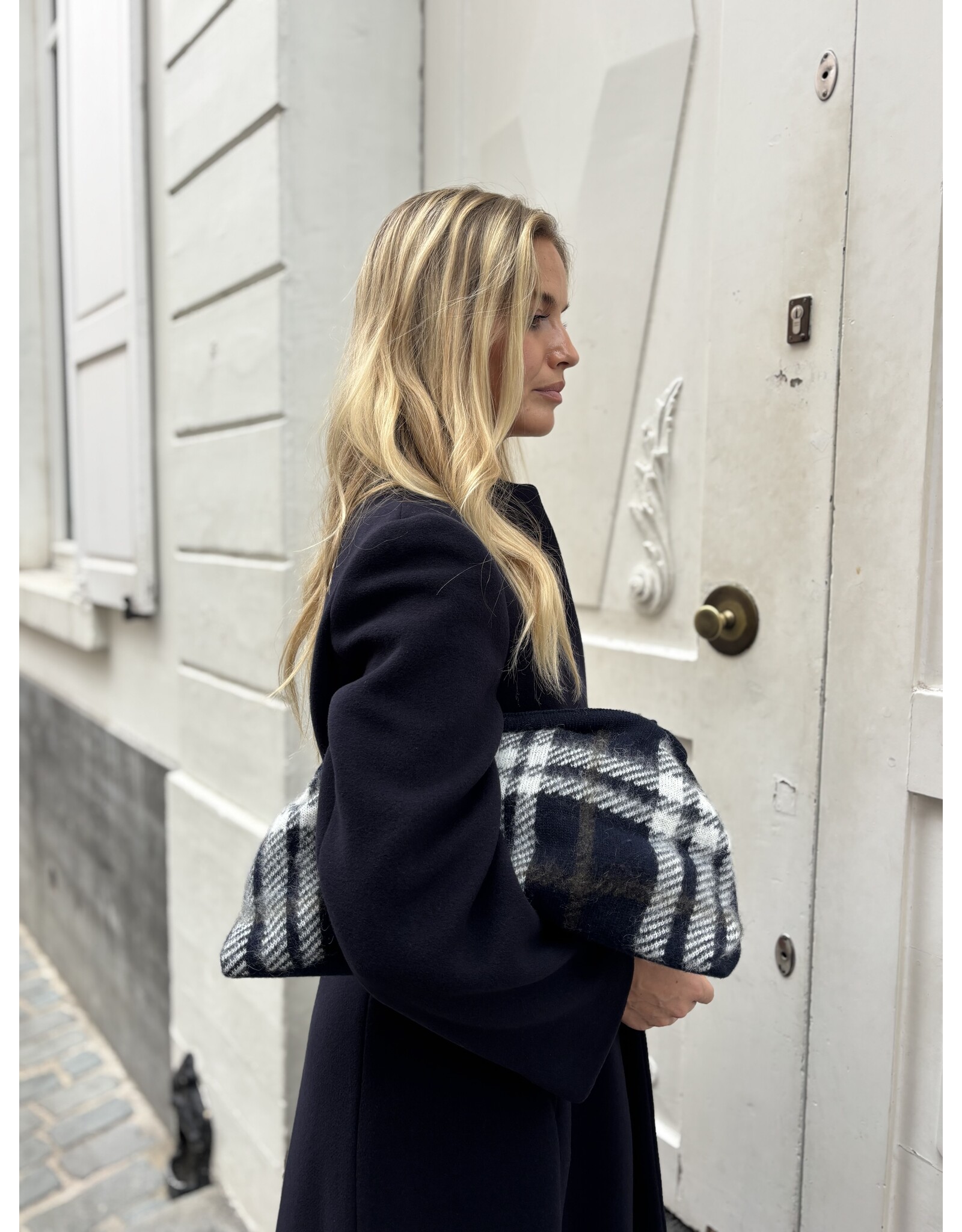 Natan Clutch Natan Maxou ruit dblauw wol