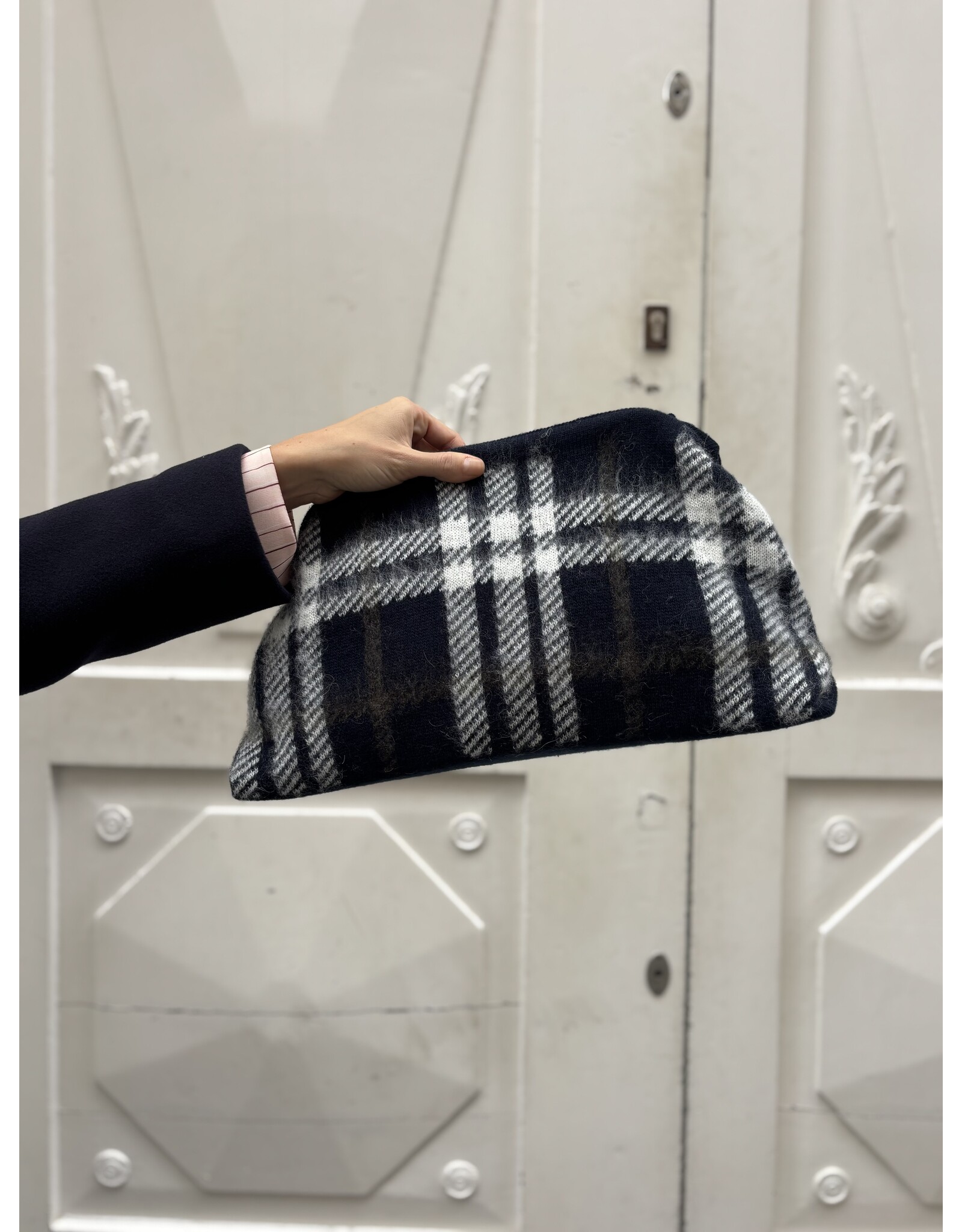 Natan Clutch Natan Maxou ruit dblauw wol