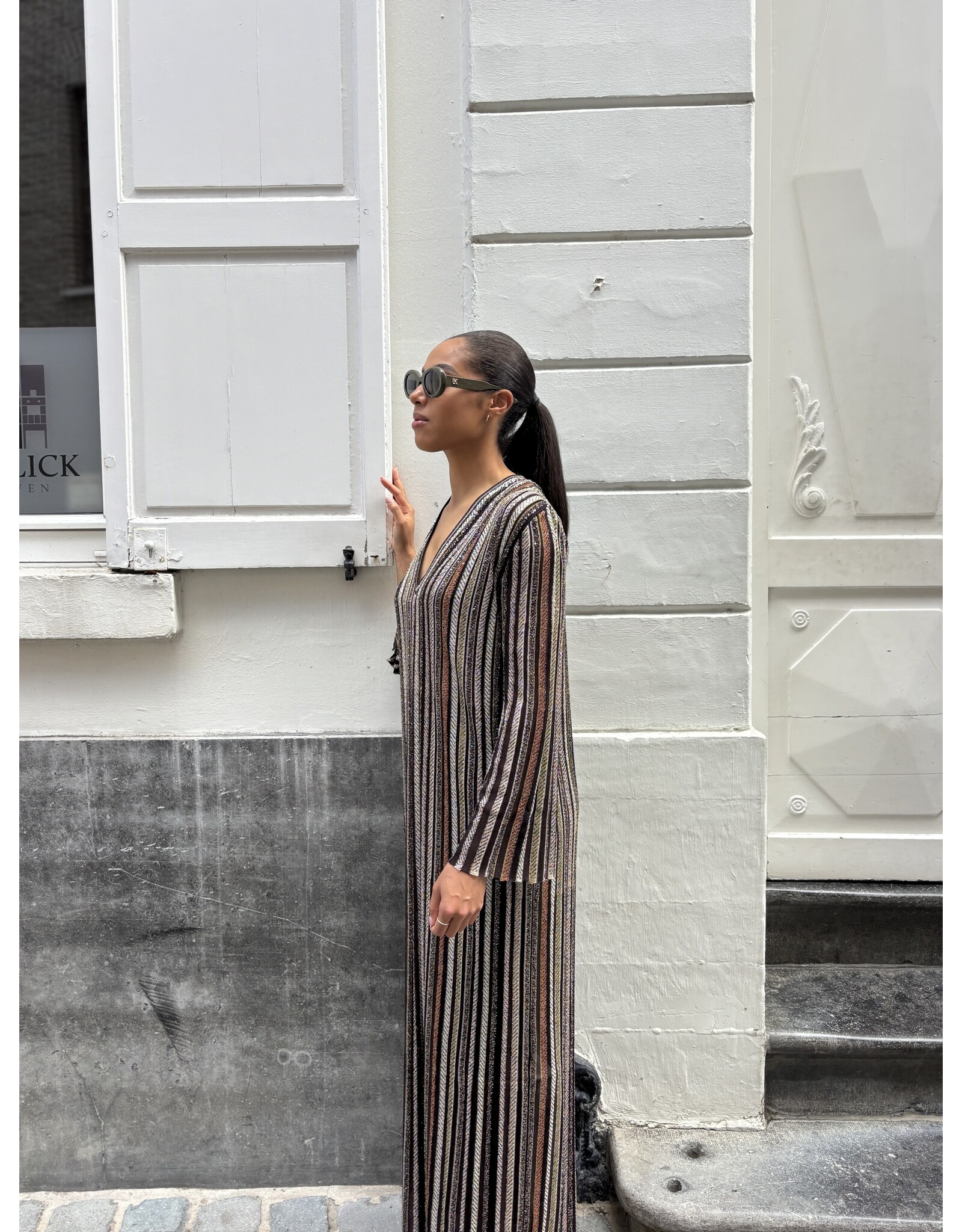 Missoni Lang kleed Missoni lurex brown tones