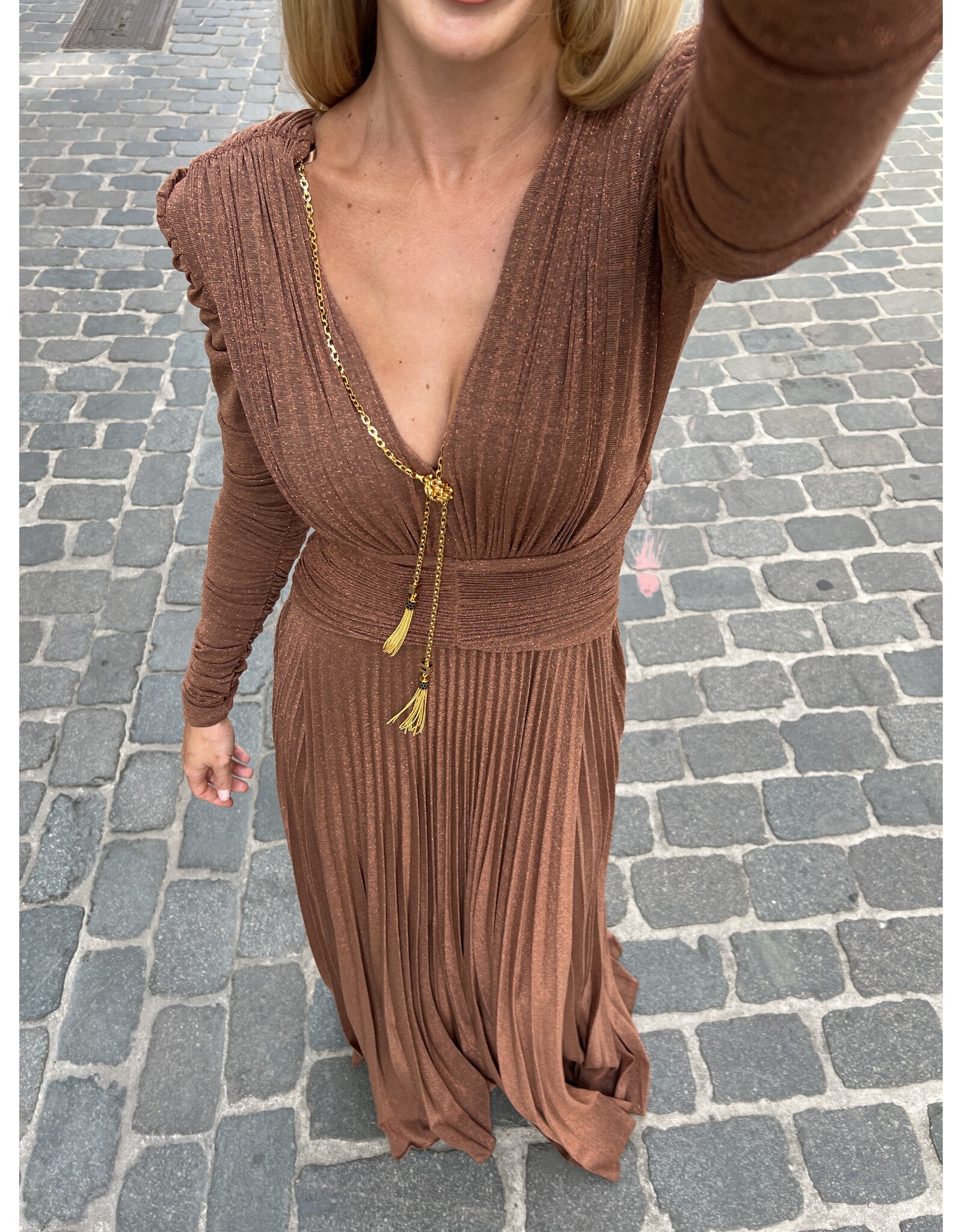 Elisabetta Franchi Partydress E Franchi lurex brown sugar