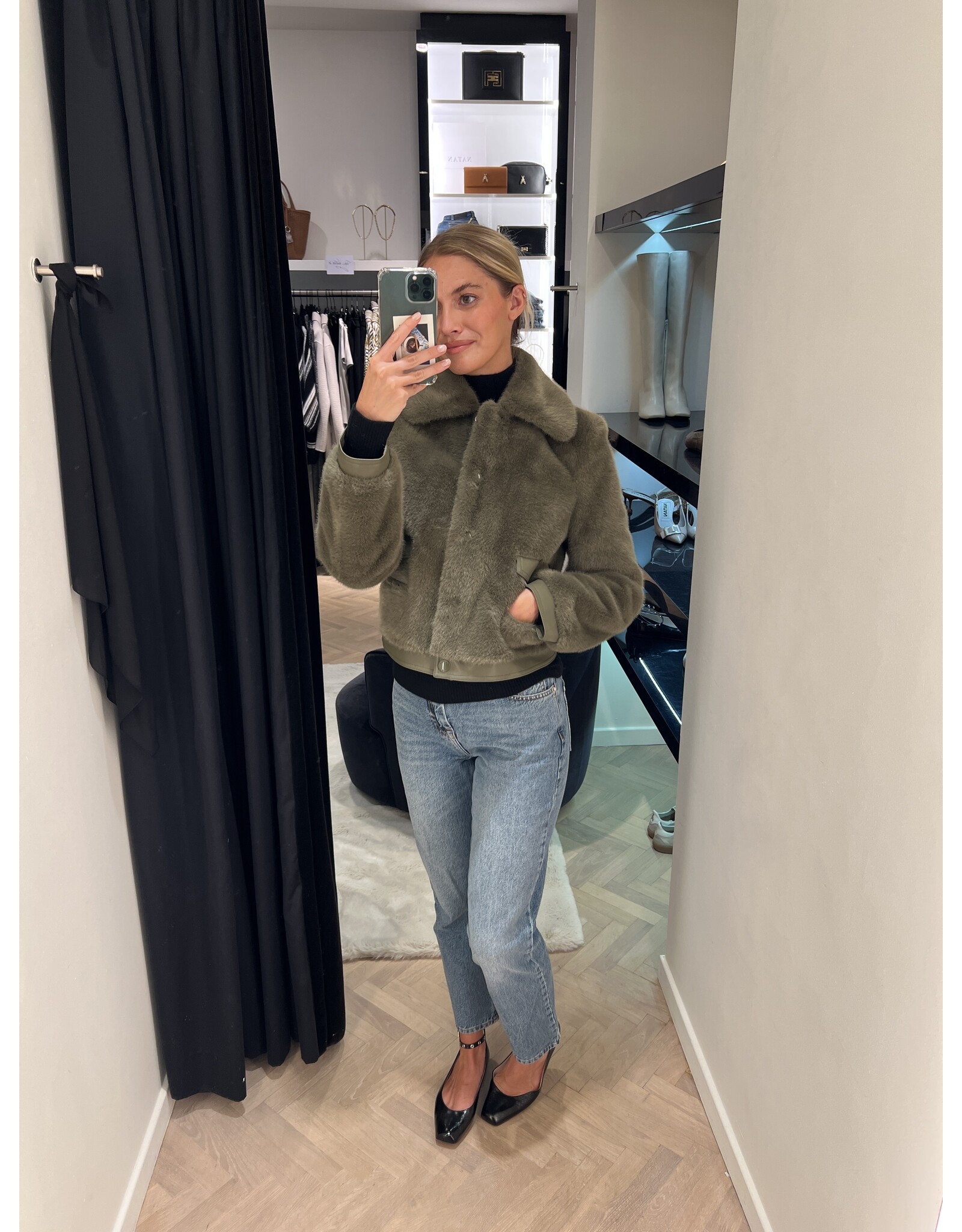 Patrizia Pepe Bomber P Pepe ecopels olijfgroen