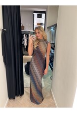 Missoni Lang kleed Missoni lurex purple/beige/cognac