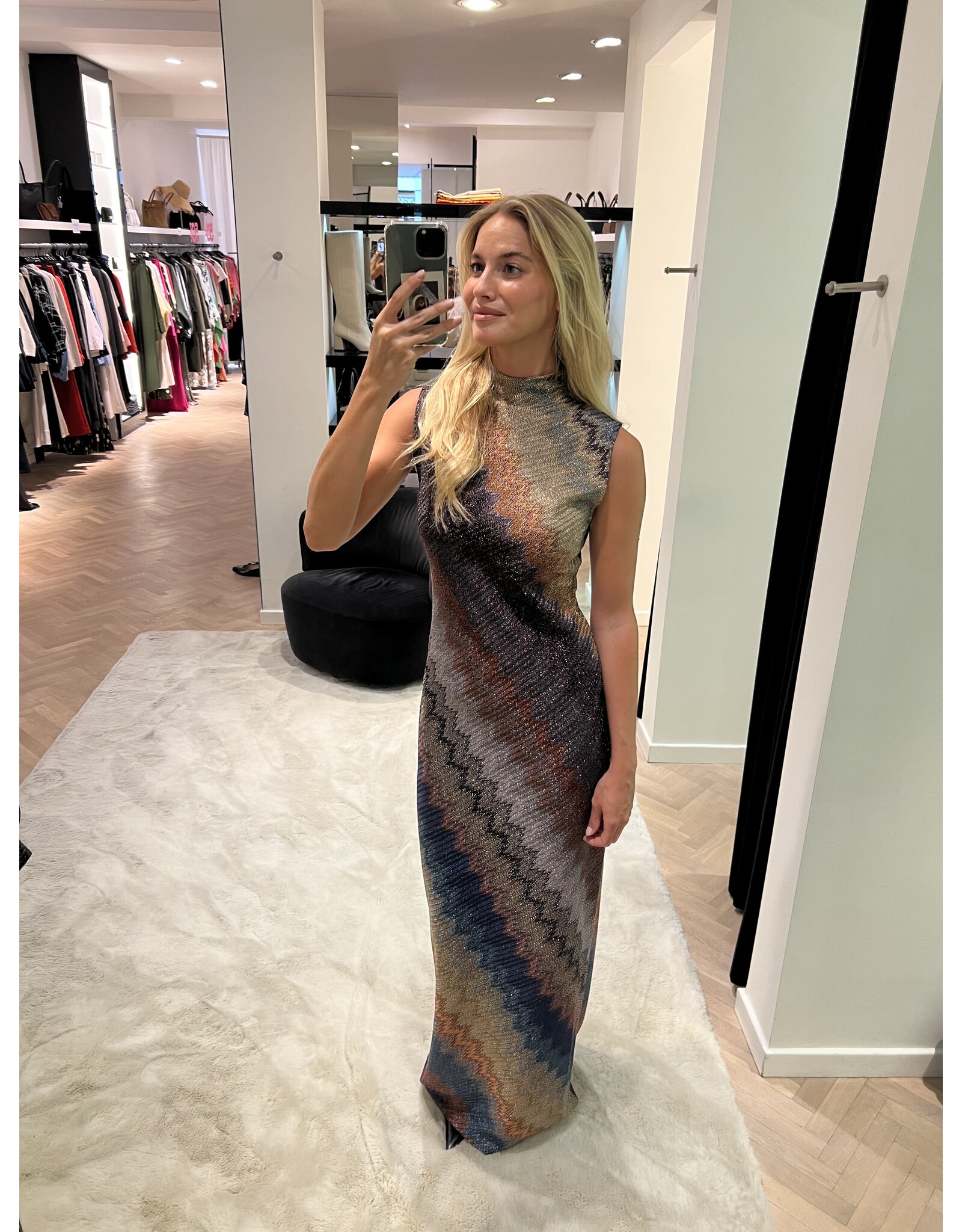 Missoni Lang kleed Missoni lurex purple/beige/cognac