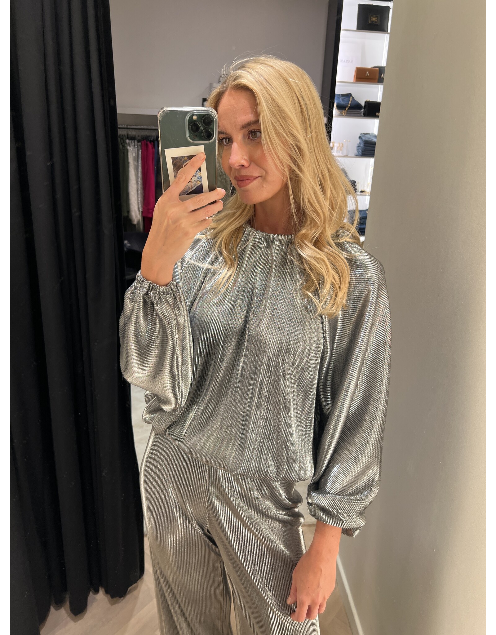 Natan Wijde broek Natan Dusty donker zilver