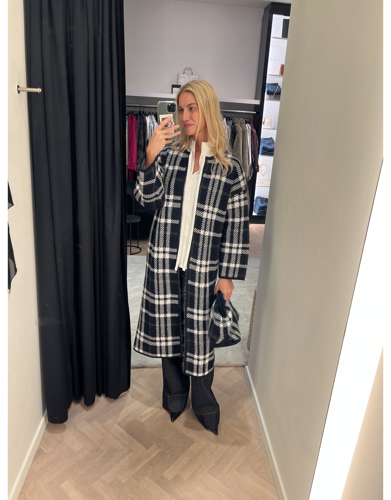 Natan Lange cardigan Natan Manuel ruit dblauw