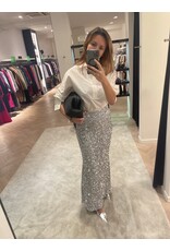 Elisabetta Franchi Long skirt E Franchi ijsblauw/zilver pailletten