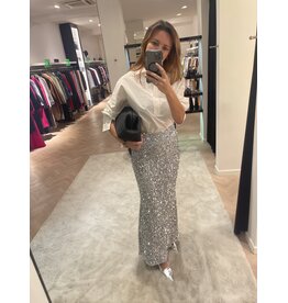 Elisabetta Franchi Long skirt E Franchi ijsblauw/zilver pailletten