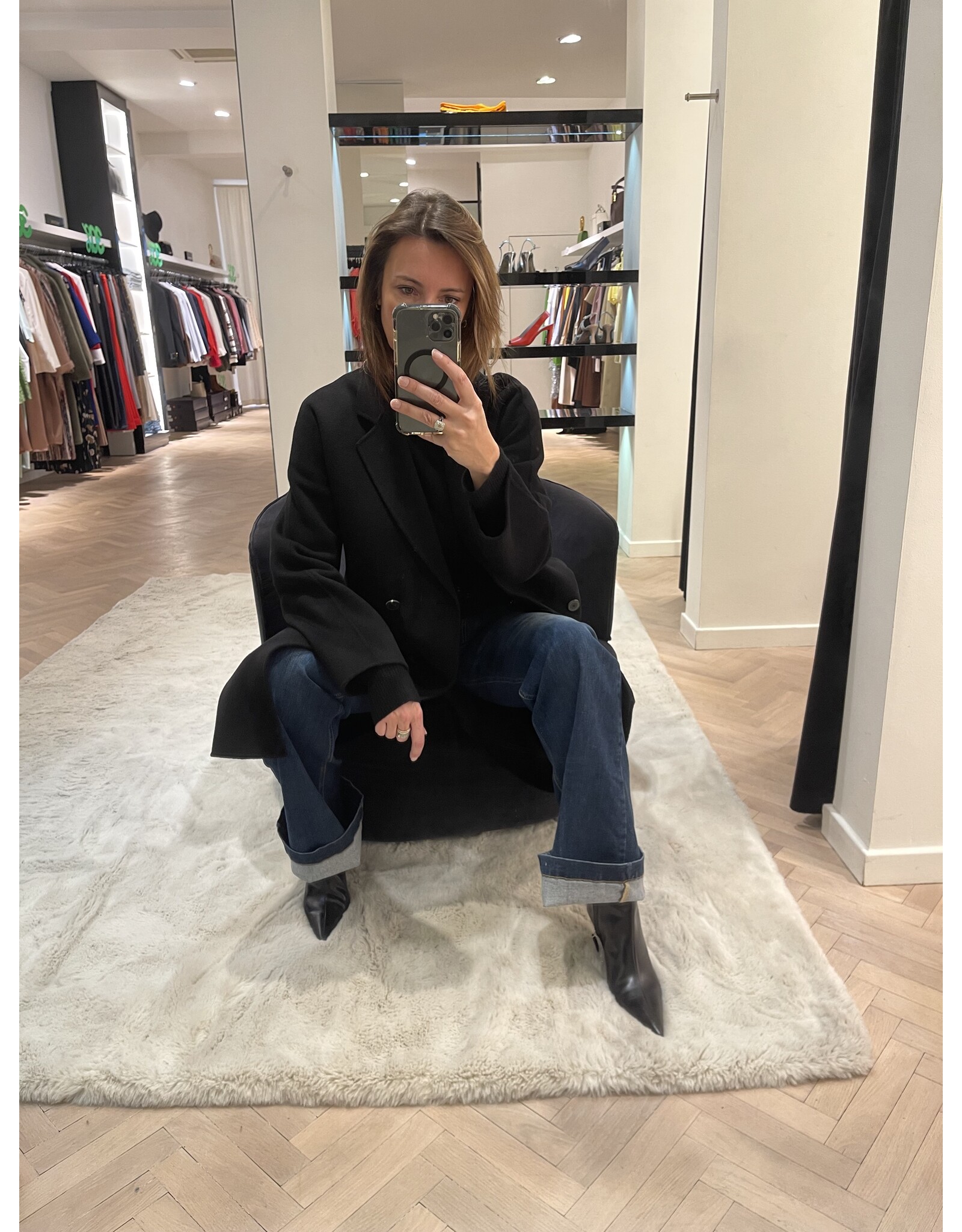 Emporio Armani Mantel E Armani cashmere zwart