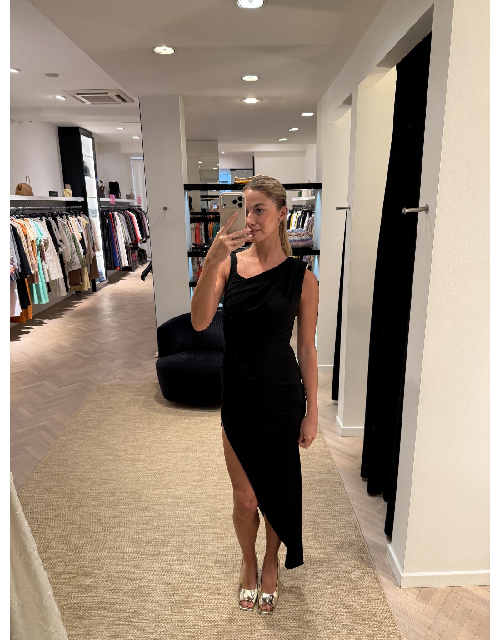 Elisabetta Franchi Lang kleed E Franchi zwart + gold