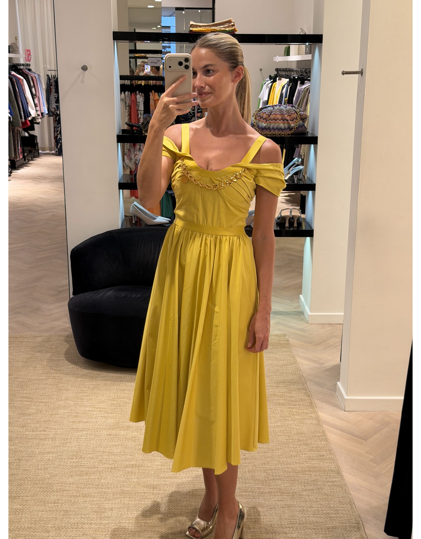 Elisabetta Franchi Jurk E Franchi sun + chain gold