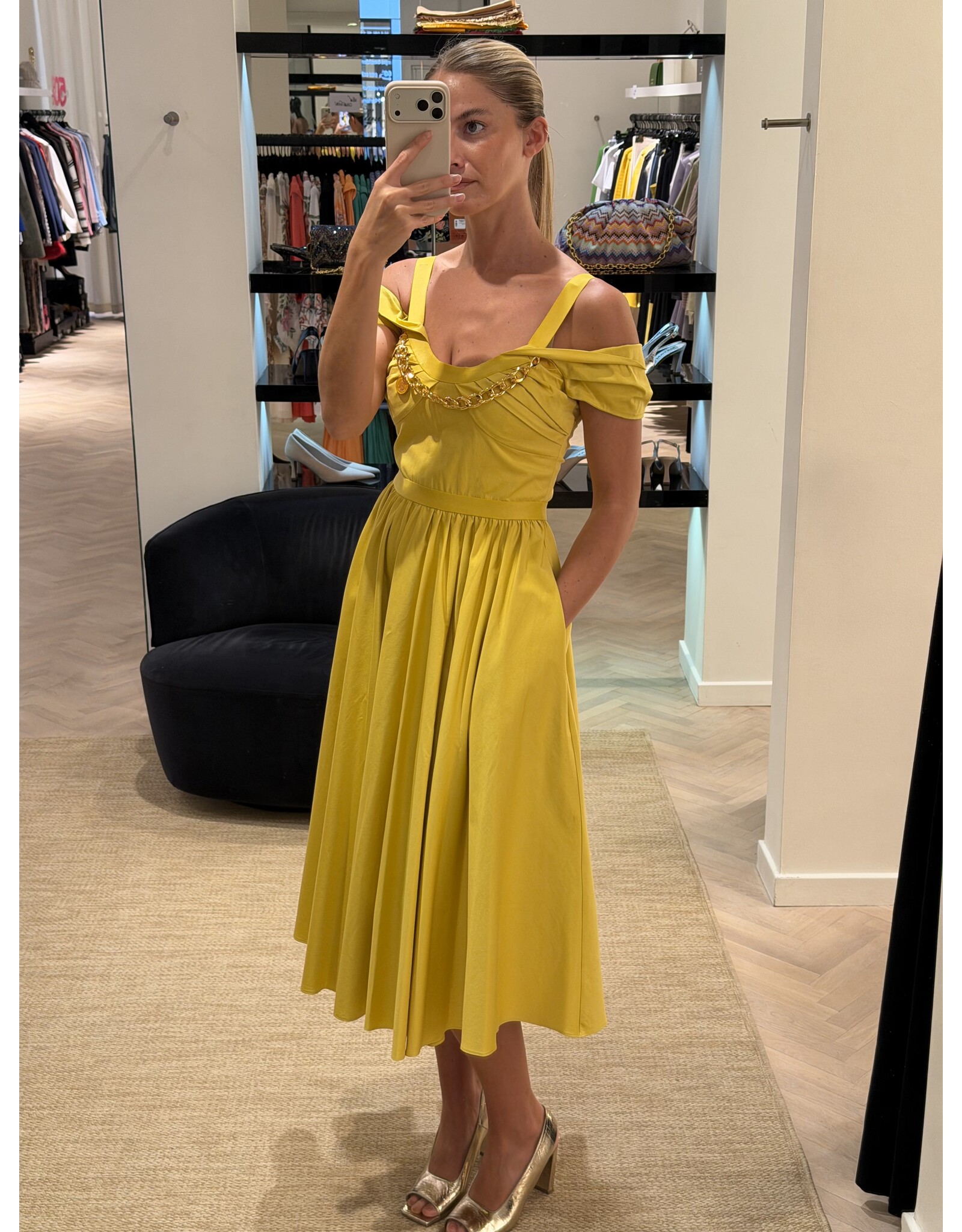 Elisabetta Franchi Jurk E Franchi sun + chain gold