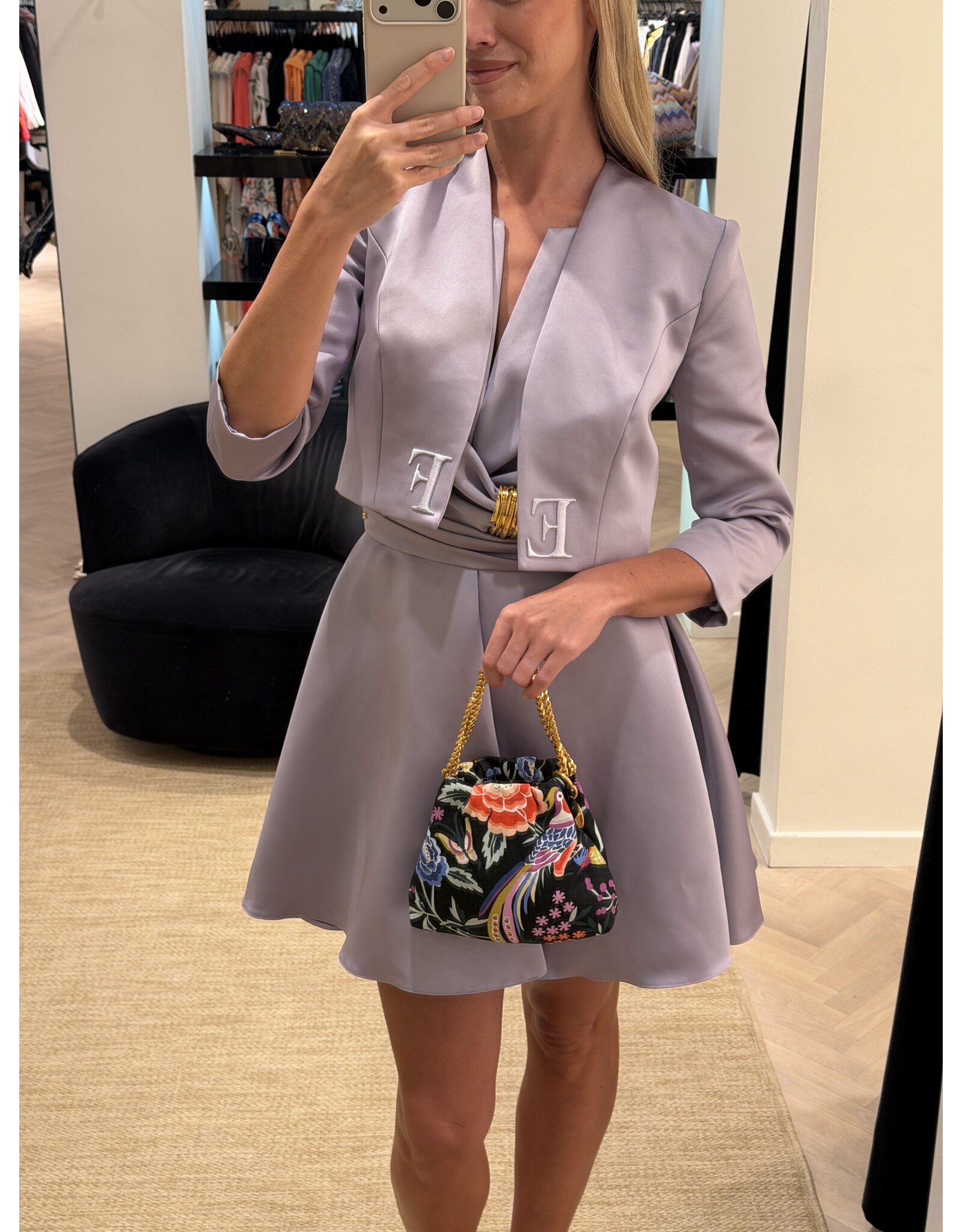 Elisabetta Franchi Kort kleedje E Franchi tafta + gold