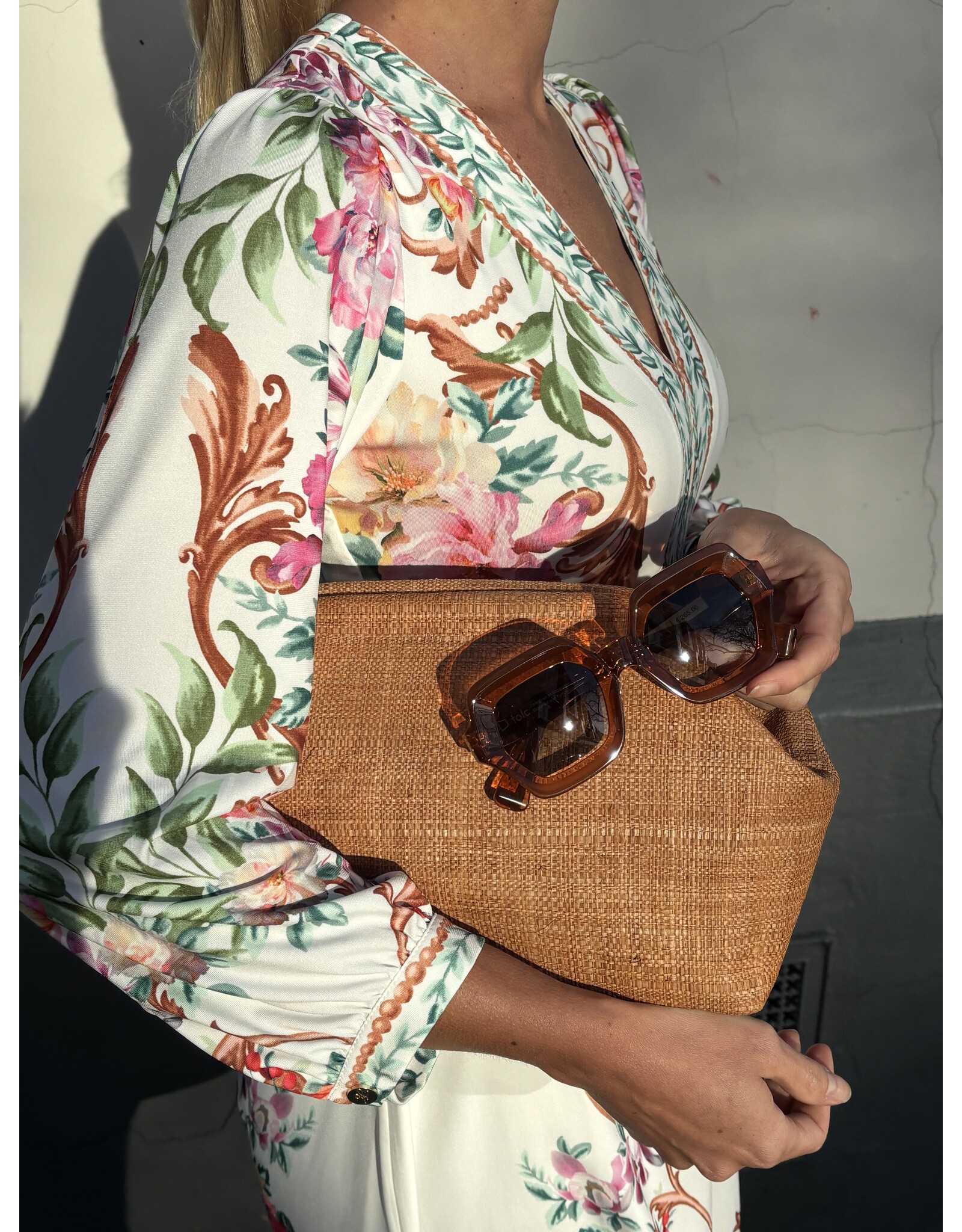 Natan Clutch Natan raffia + gold chain