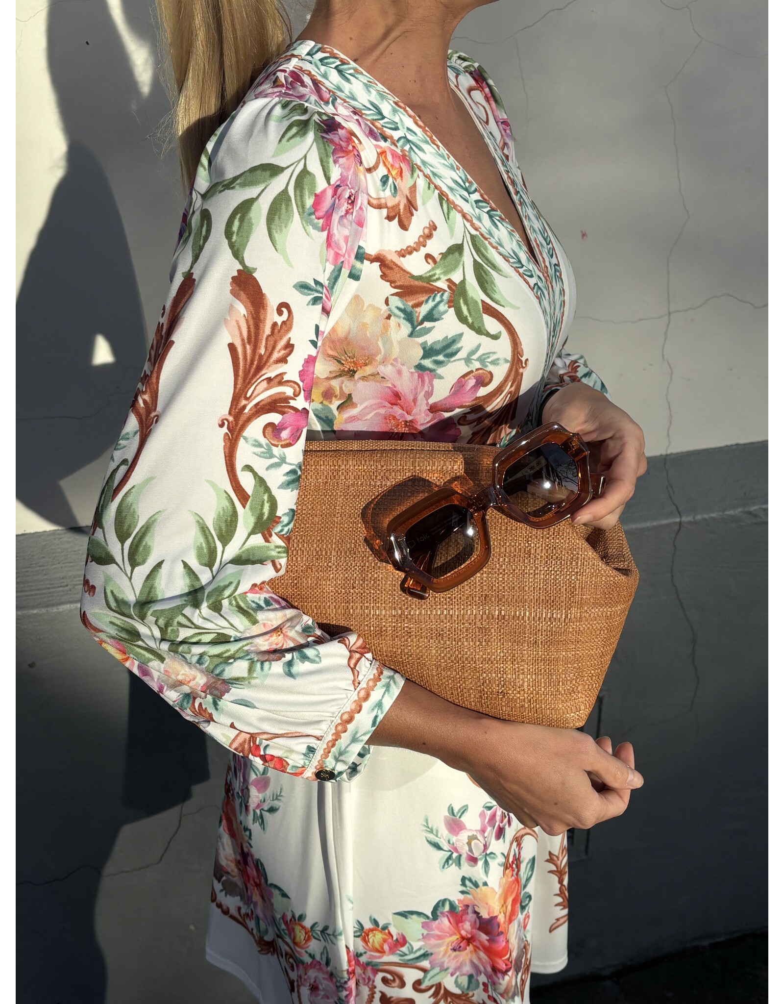 Natan Clutch Natan raffia + gold chain