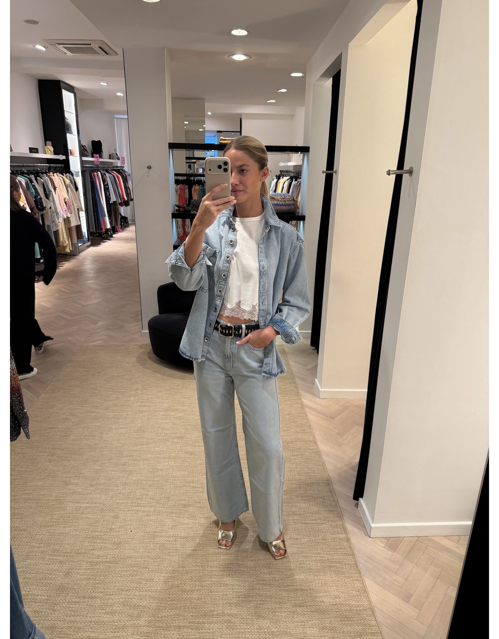 Patrizia Pepe Jeanshemd P Pepe light blue wash