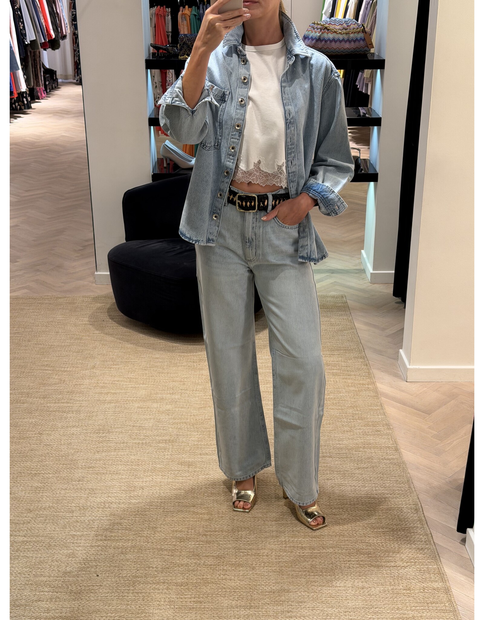 Patrizia Pepe Jeanshemd P Pepe light blue wash