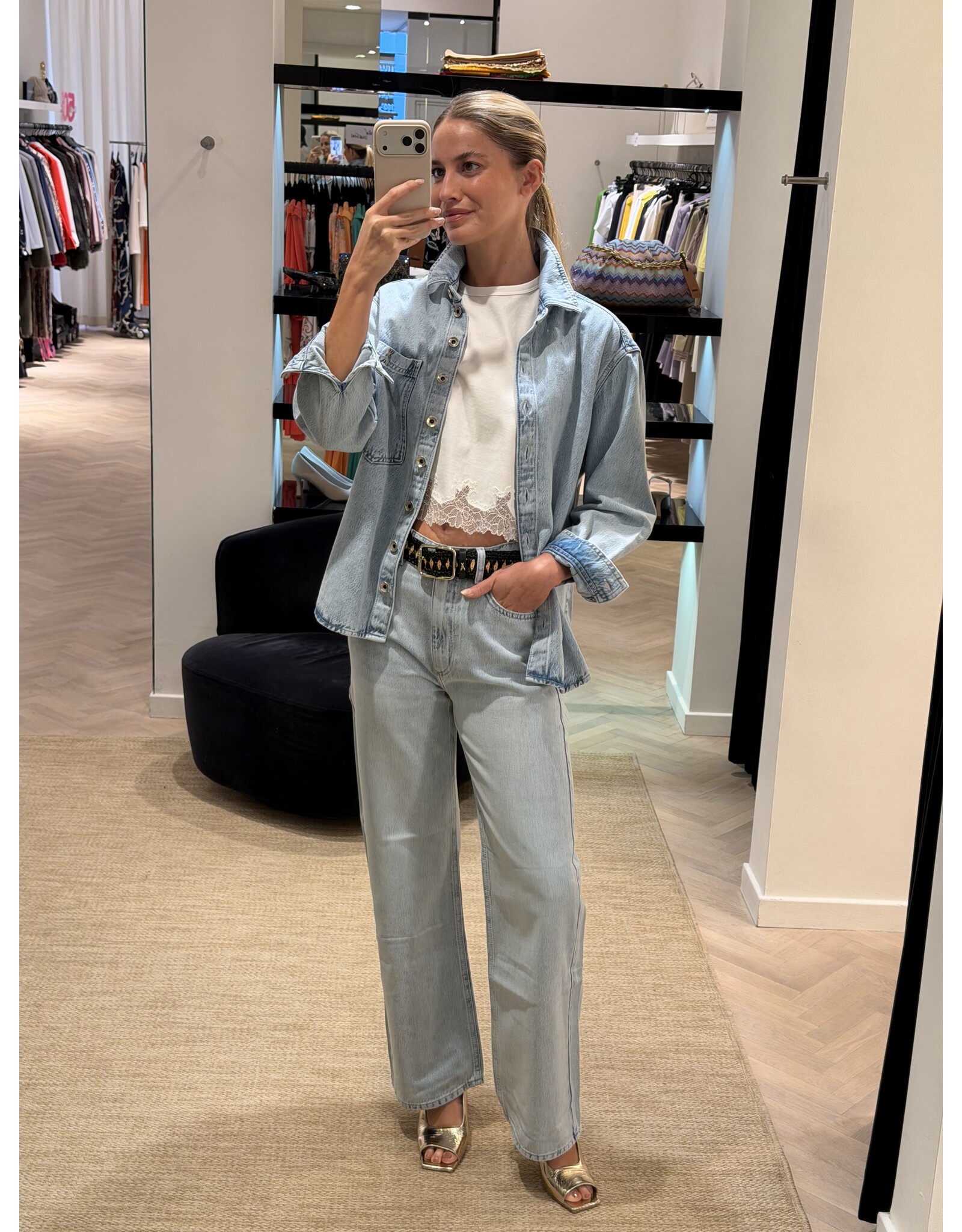 Patrizia Pepe Jeanshemd P Pepe light blue wash