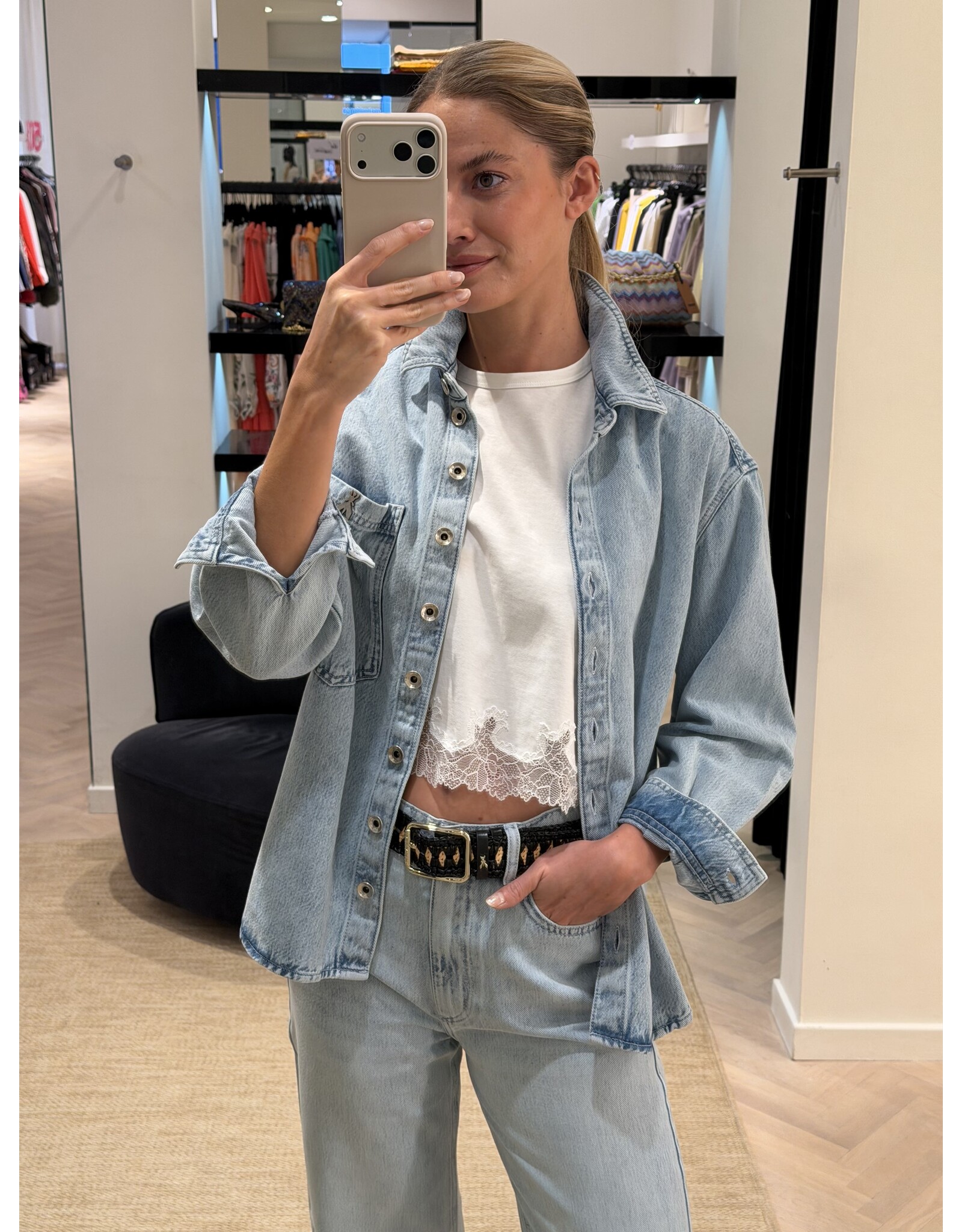 Patrizia Pepe Jeanshemd P Pepe light blue wash