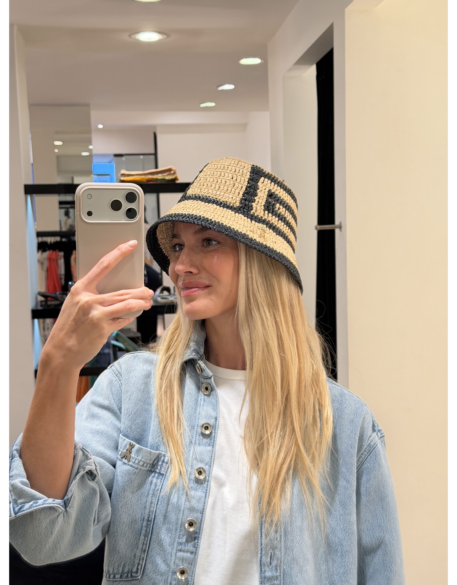 Patrizia Pepe Hoed P Pepe raffia naturel/zwart