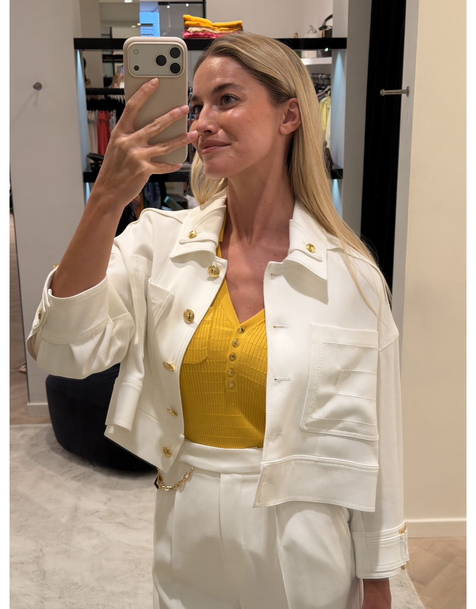 Elisabetta Franchi Cropped vestje E Franchi offwhite