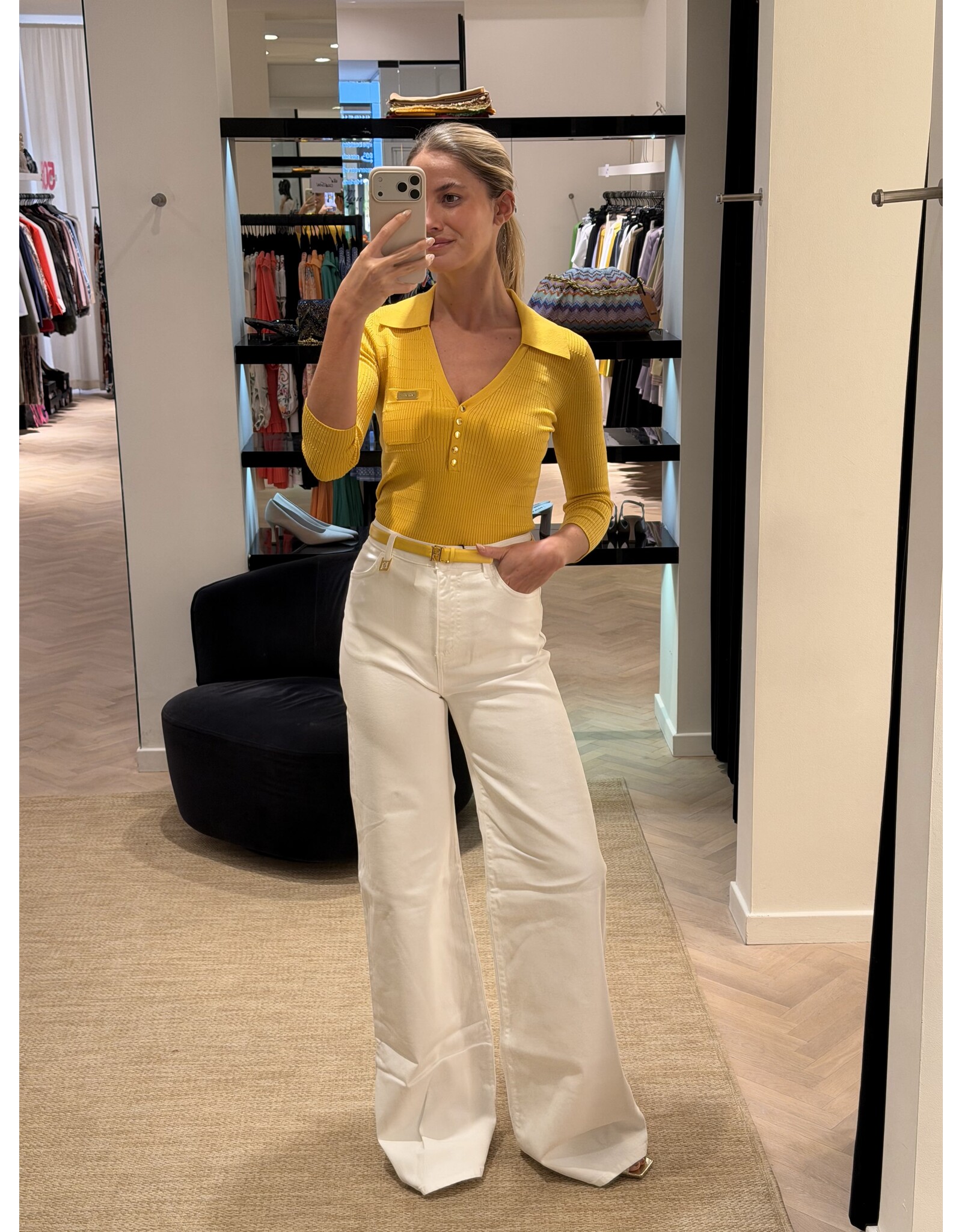 Elisabetta Franchi Jeans E Franchi wit wijde pijpen