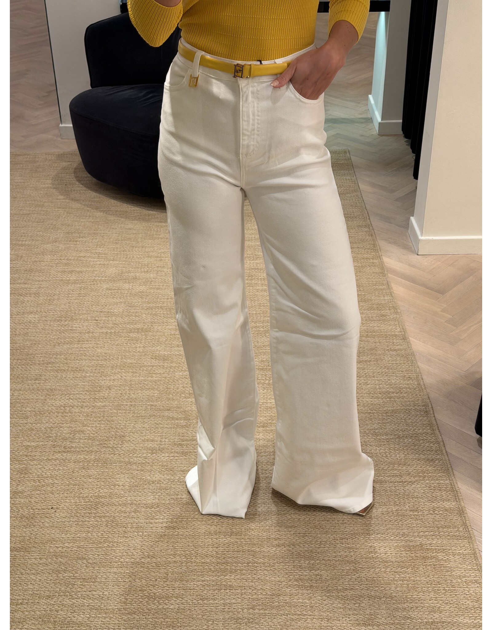 Elisabetta Franchi Jeans E Franchi wit wijde pijpen