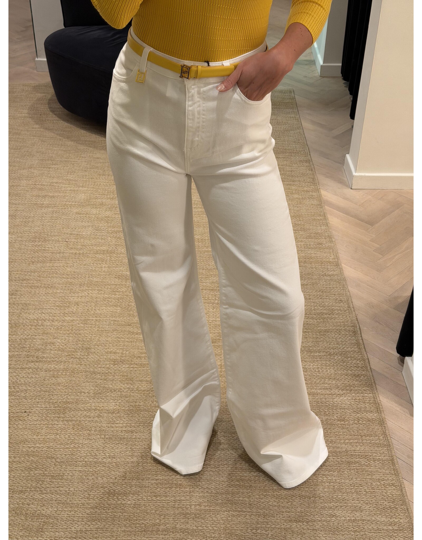 Elisabetta Franchi Jeans E Franchi wit wijde pijpen