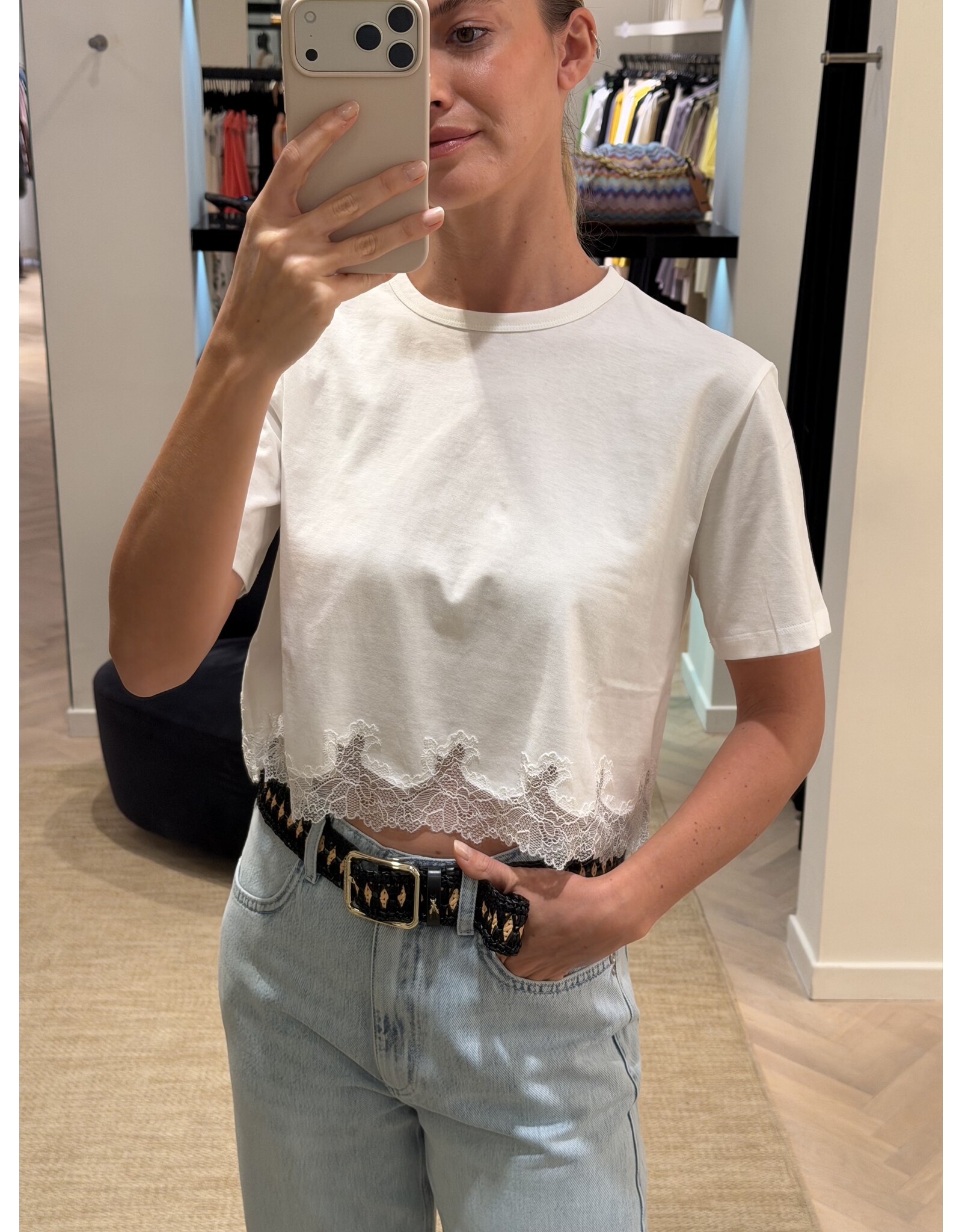 Patrizia Pepe T-shirt P Pepe + kanten boord