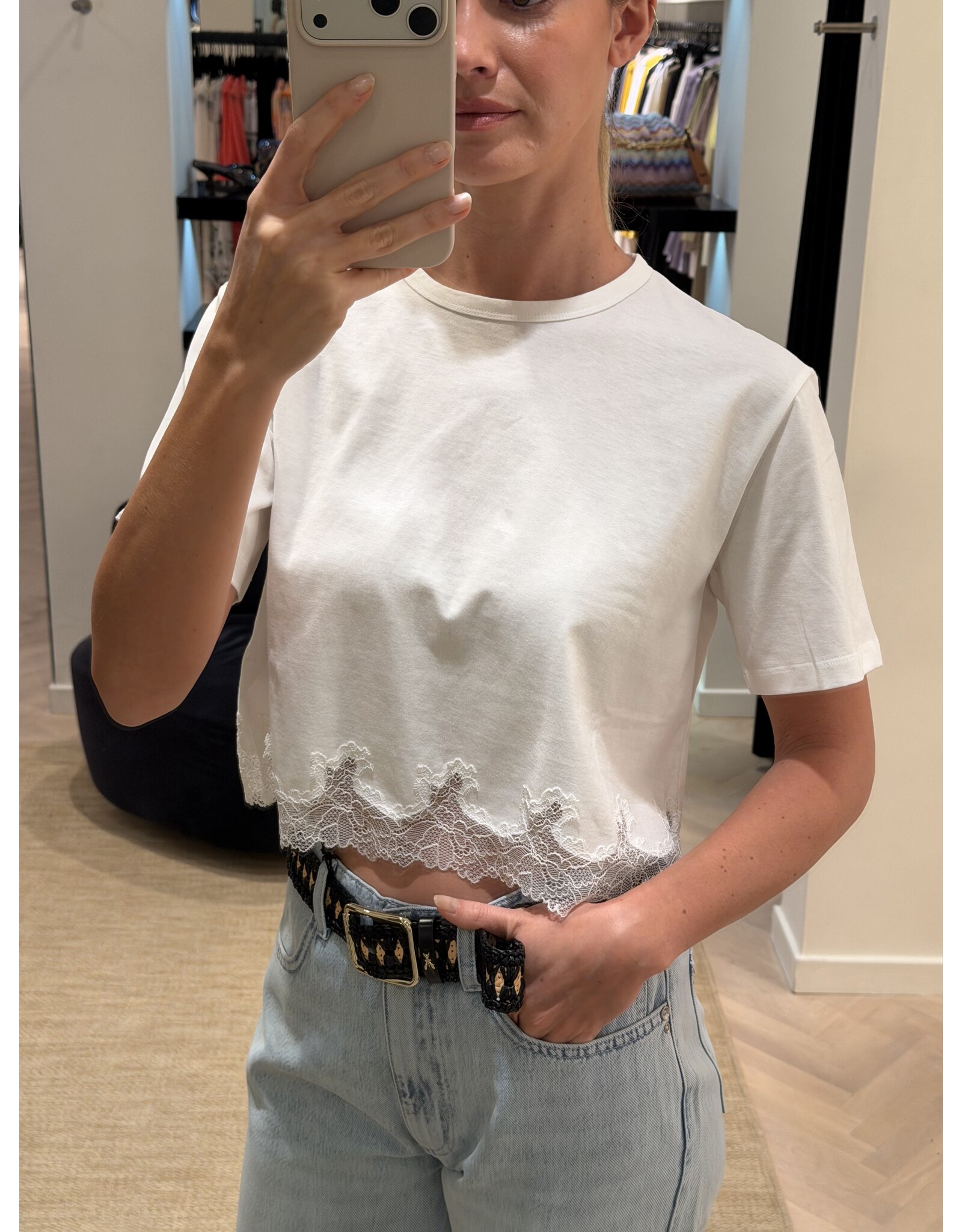 Patrizia Pepe T-shirt P Pepe + kanten boord