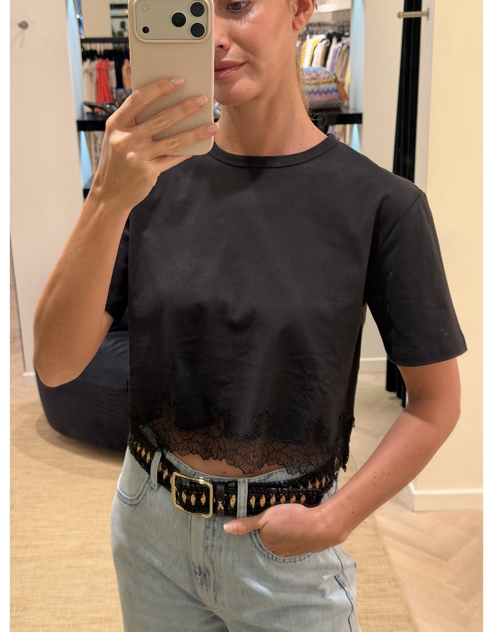 Patrizia Pepe T-shirt P Pepe + kanten boord