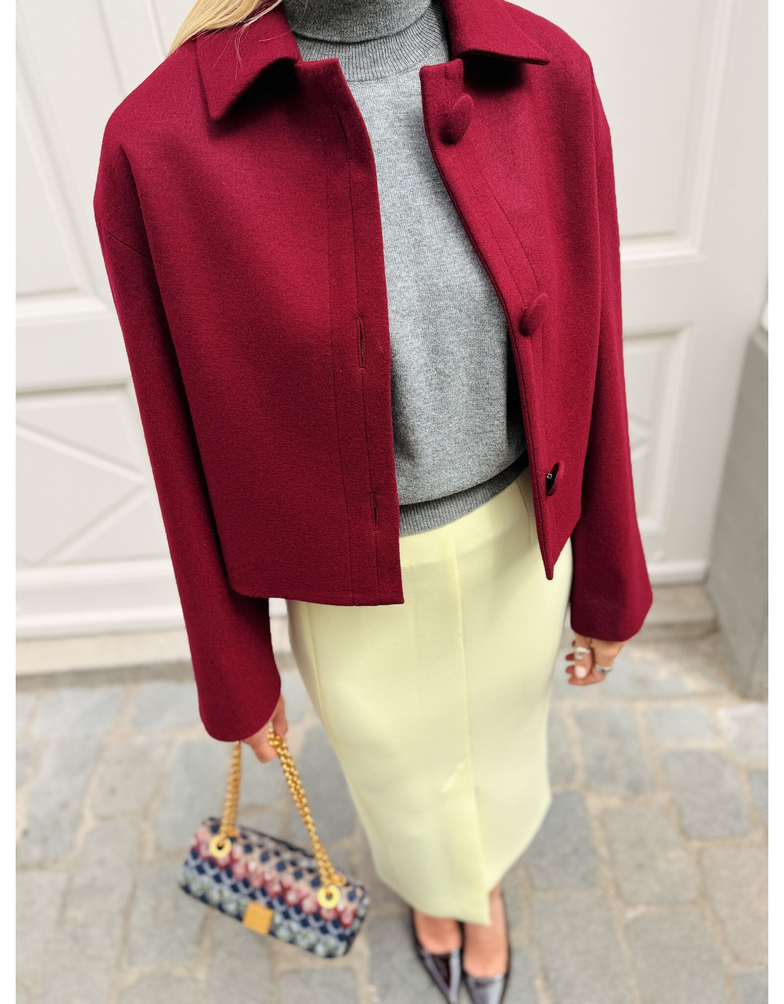 Natan Korte vest Natan Fusain wol bordeaux