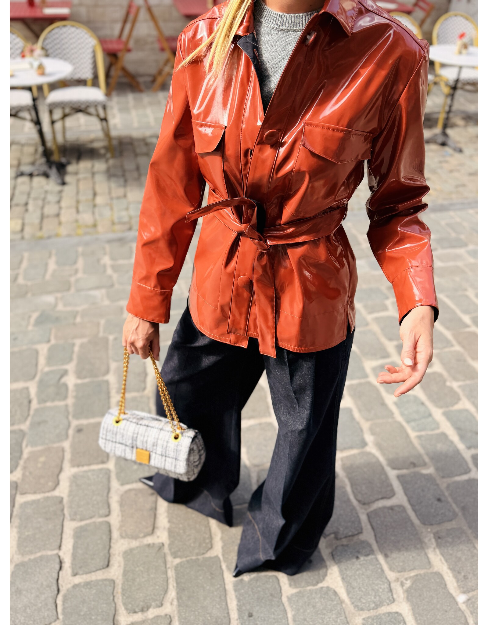 Natan Lange vest Natan Faune3 faux cuir terracotta