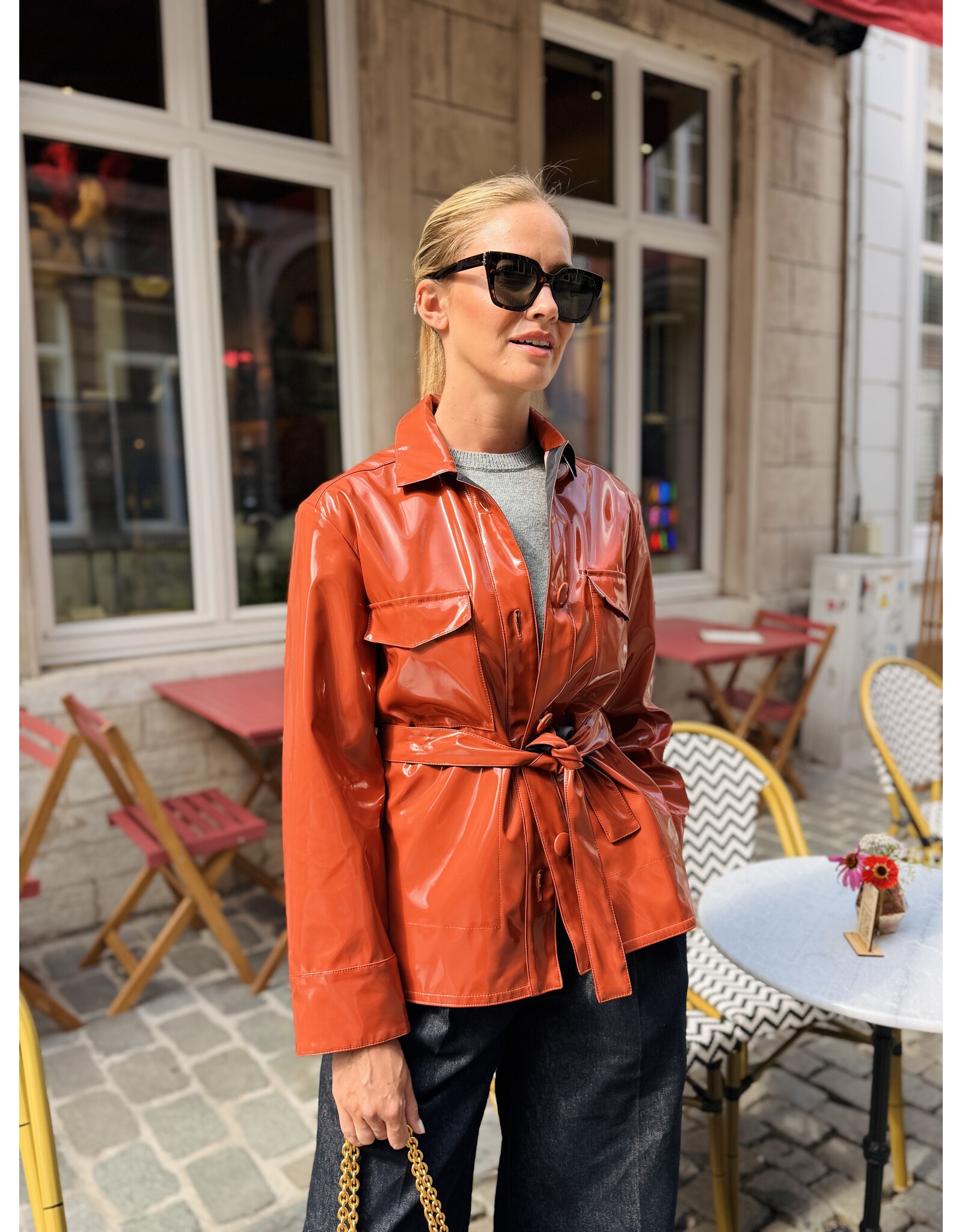 Natan Lange vest Natan Faune3 faux cuir terracotta