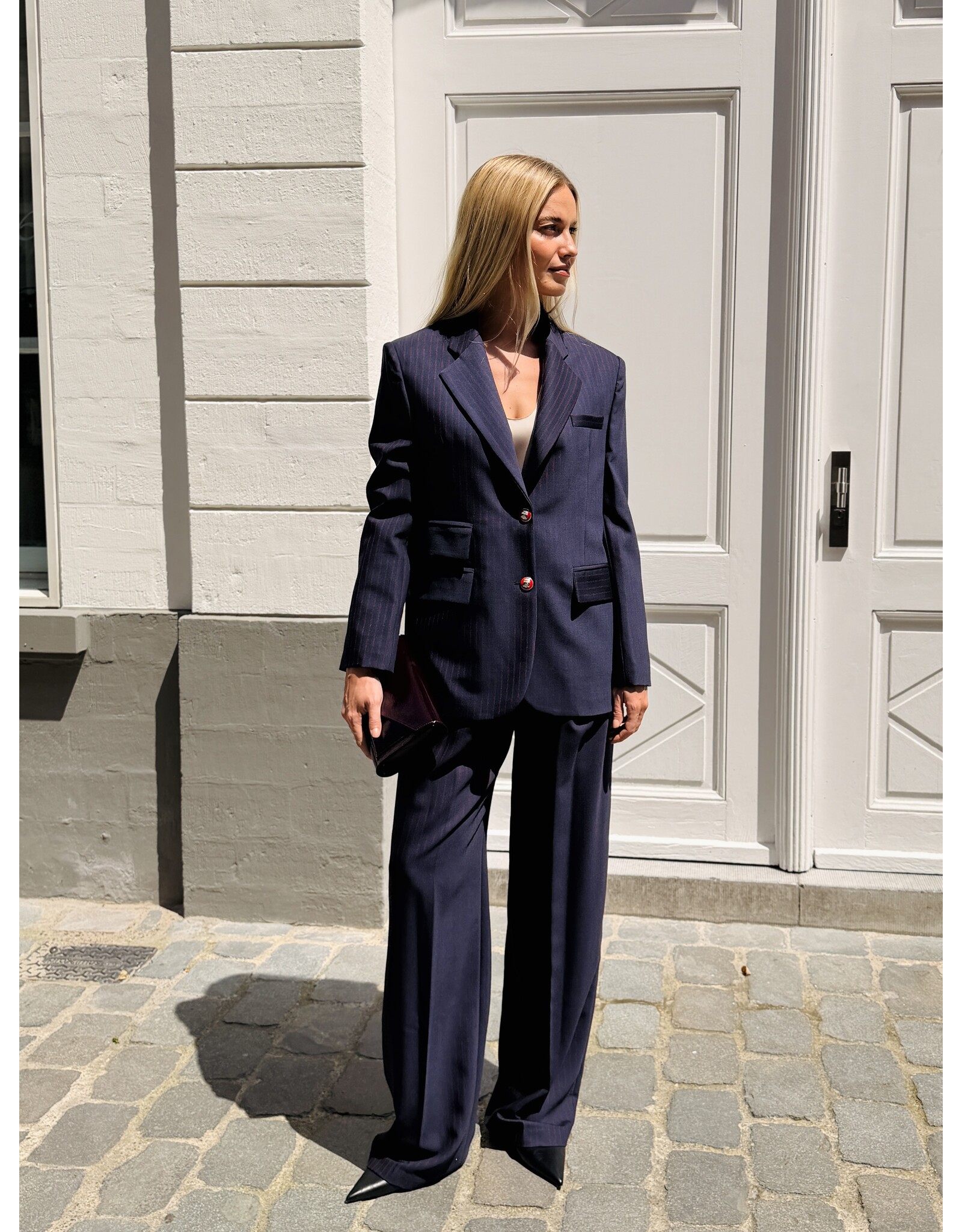 Elisabetta Franchi Blazer E Franchi stripe donkerblauw/rood