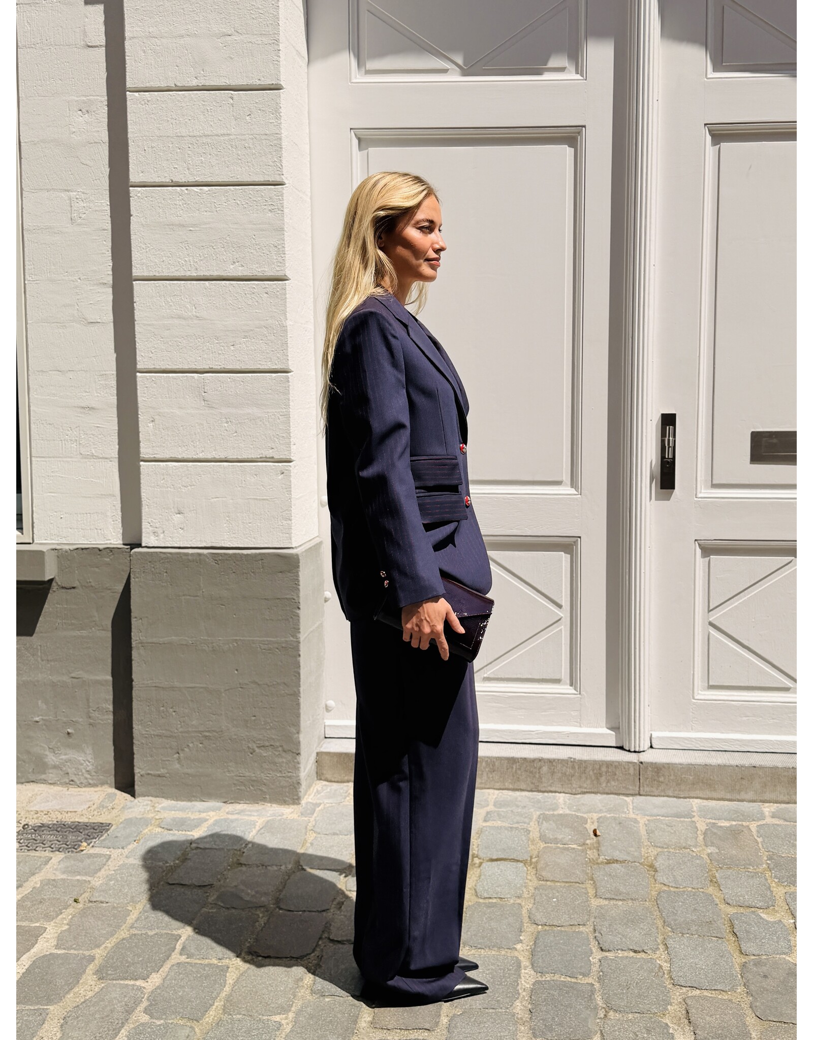 Elisabetta Franchi Blazer E Franchi stripe donkerblauw/rood