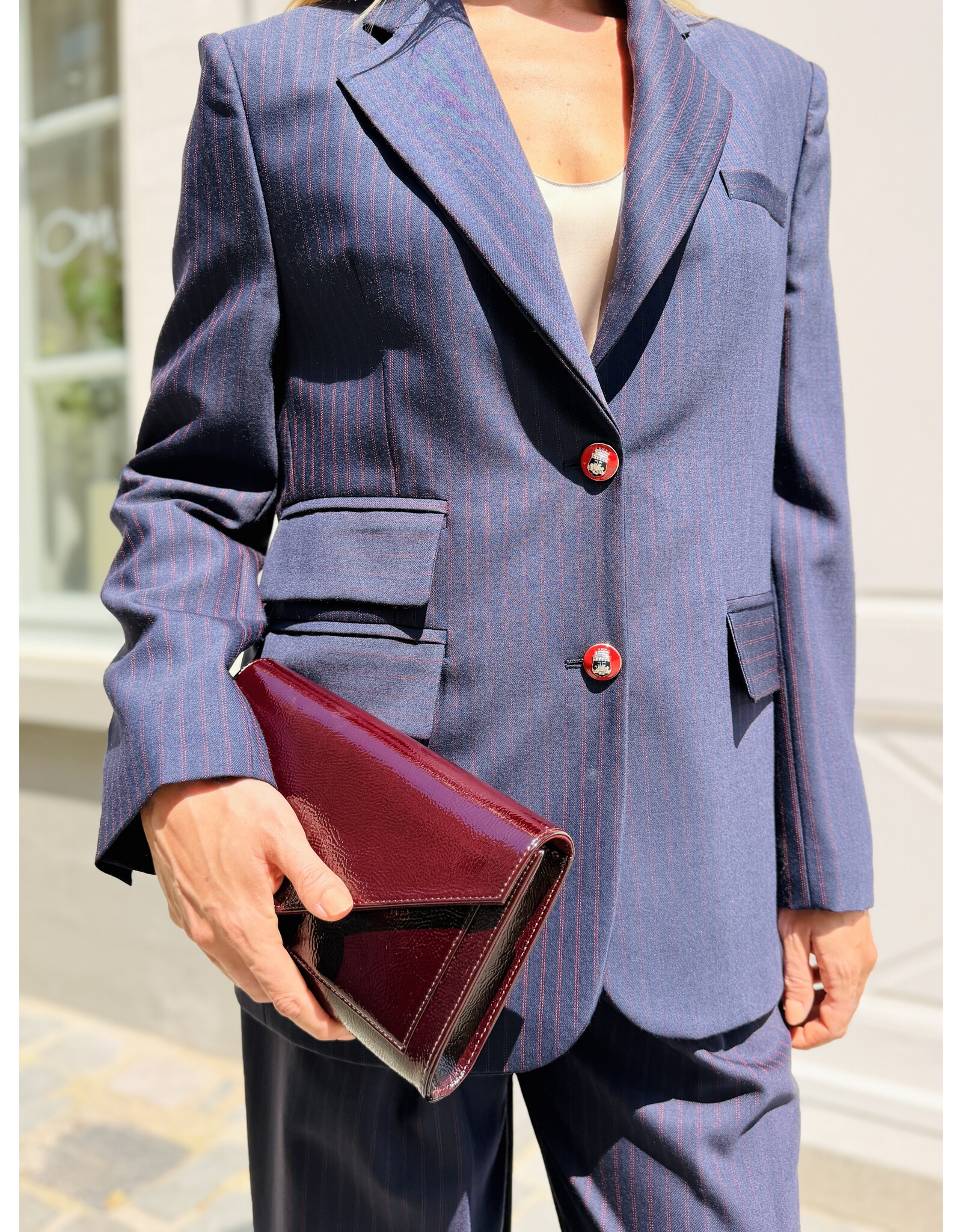 Elisabetta Franchi Blazer E Franchi stripe donkerblauw/rood